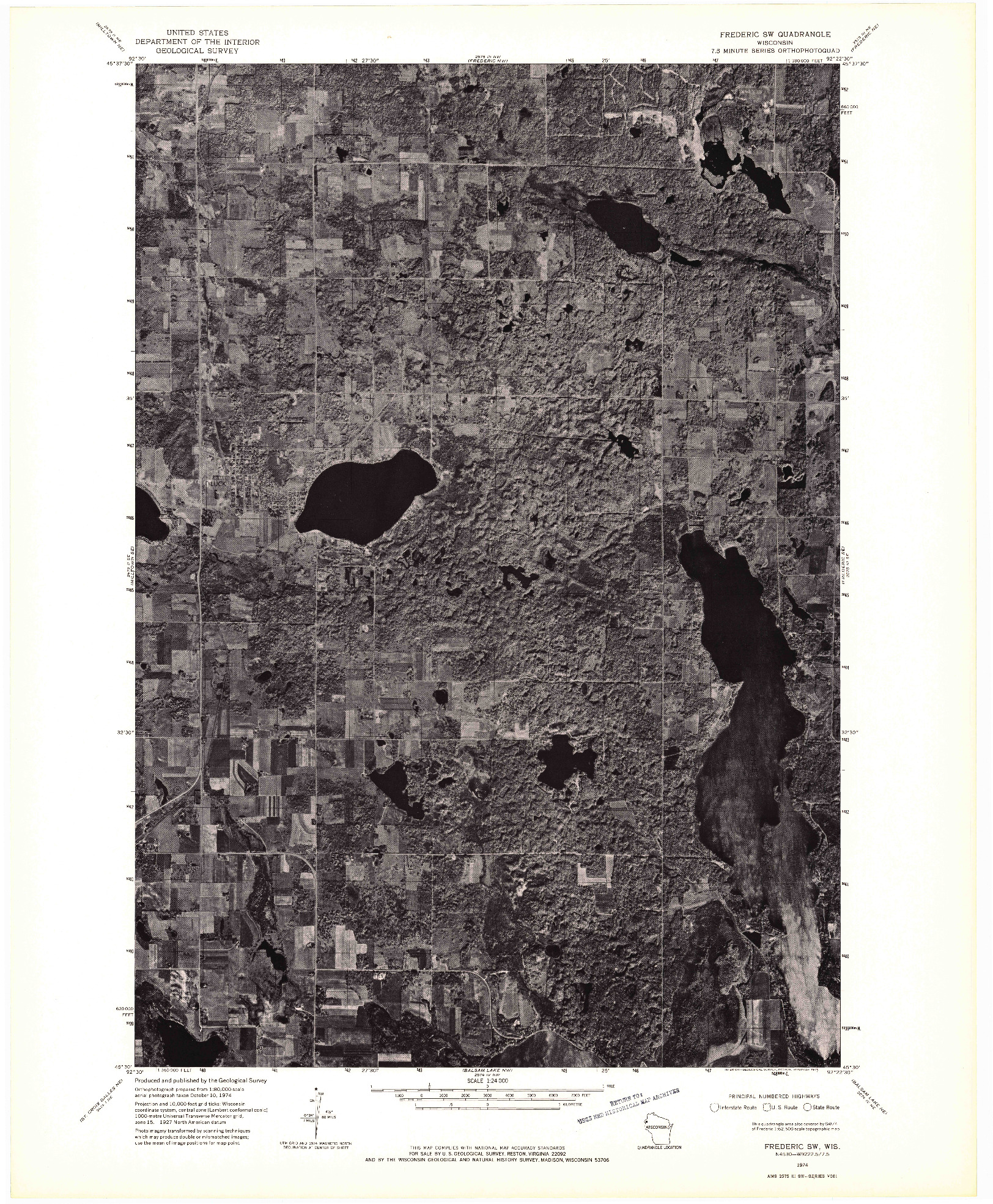 USGS 1:24000-SCALE QUADRANGLE FOR FREDERIC SW, WI 1974