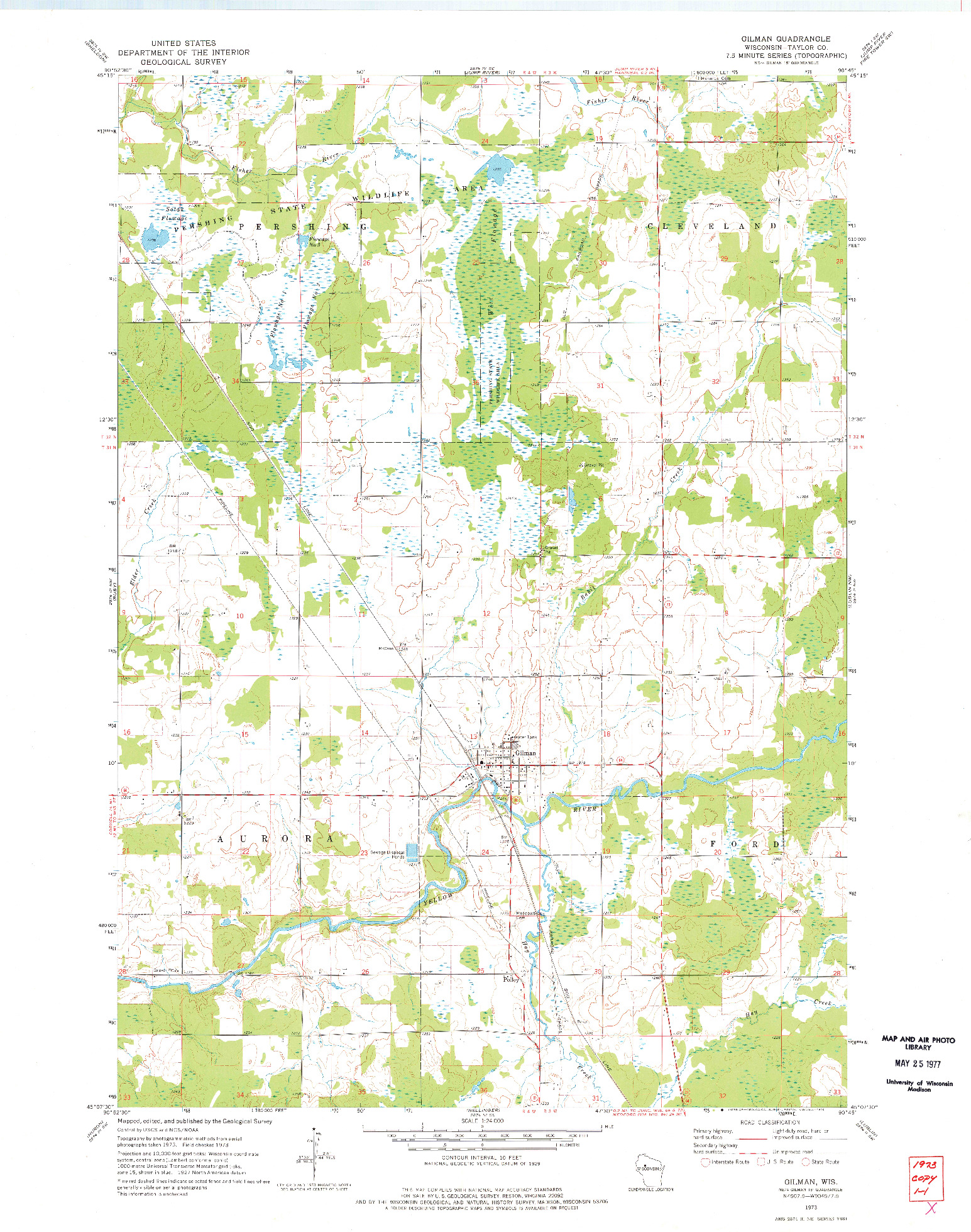 USGS 1:24000-SCALE QUADRANGLE FOR GILMAN, WI 1973