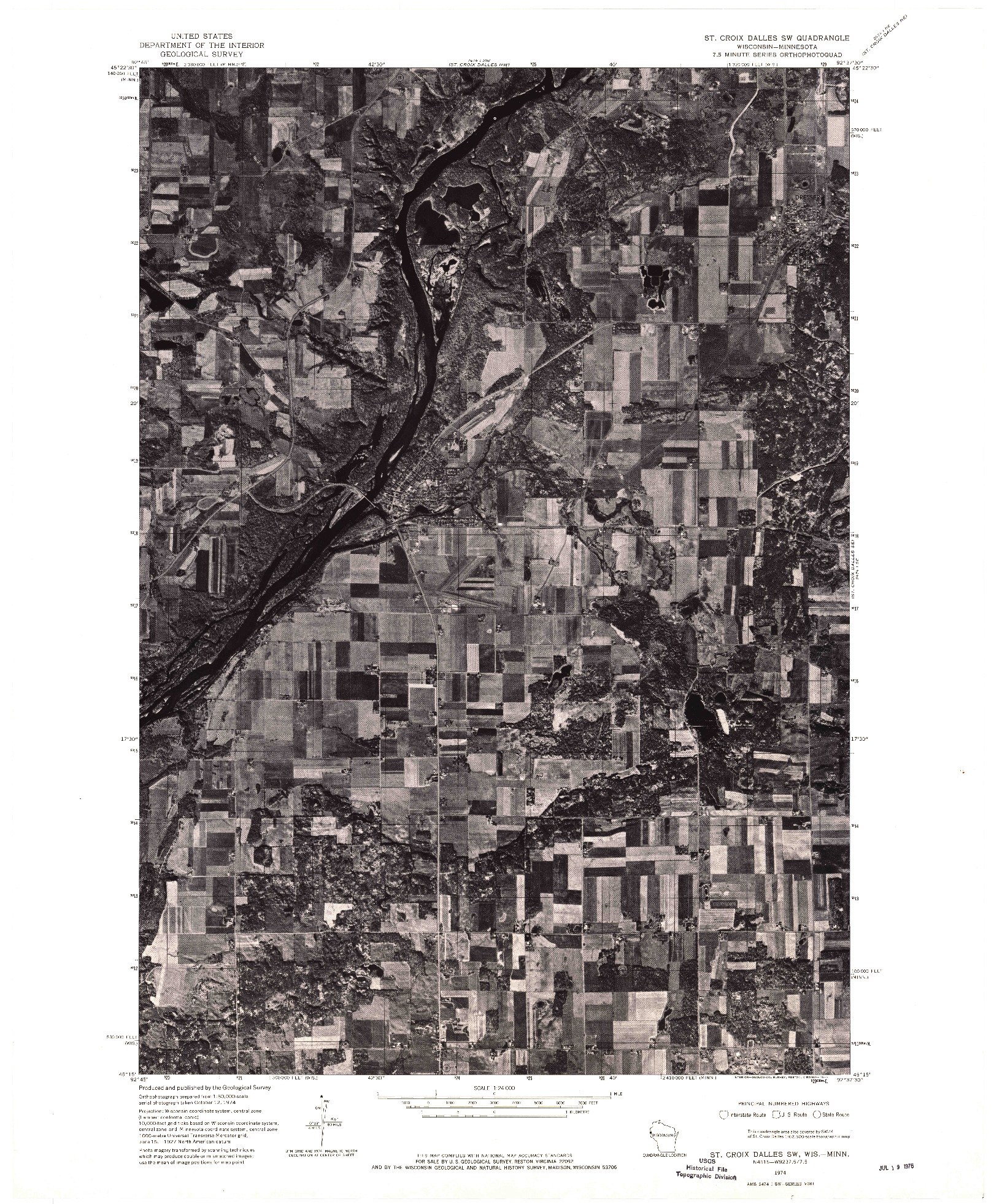 USGS 1:24000-SCALE QUADRANGLE FOR ST. CROIX DALLES SW, WI 1974