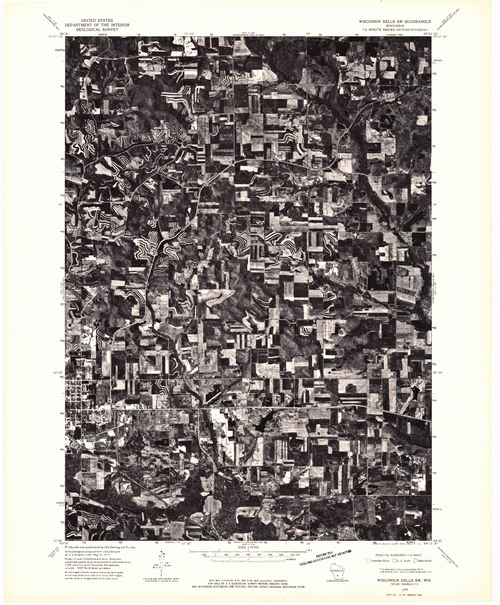 USGS 1:24000-SCALE QUADRANGLE FOR WISCONSIN DELLS SW, WI 1975