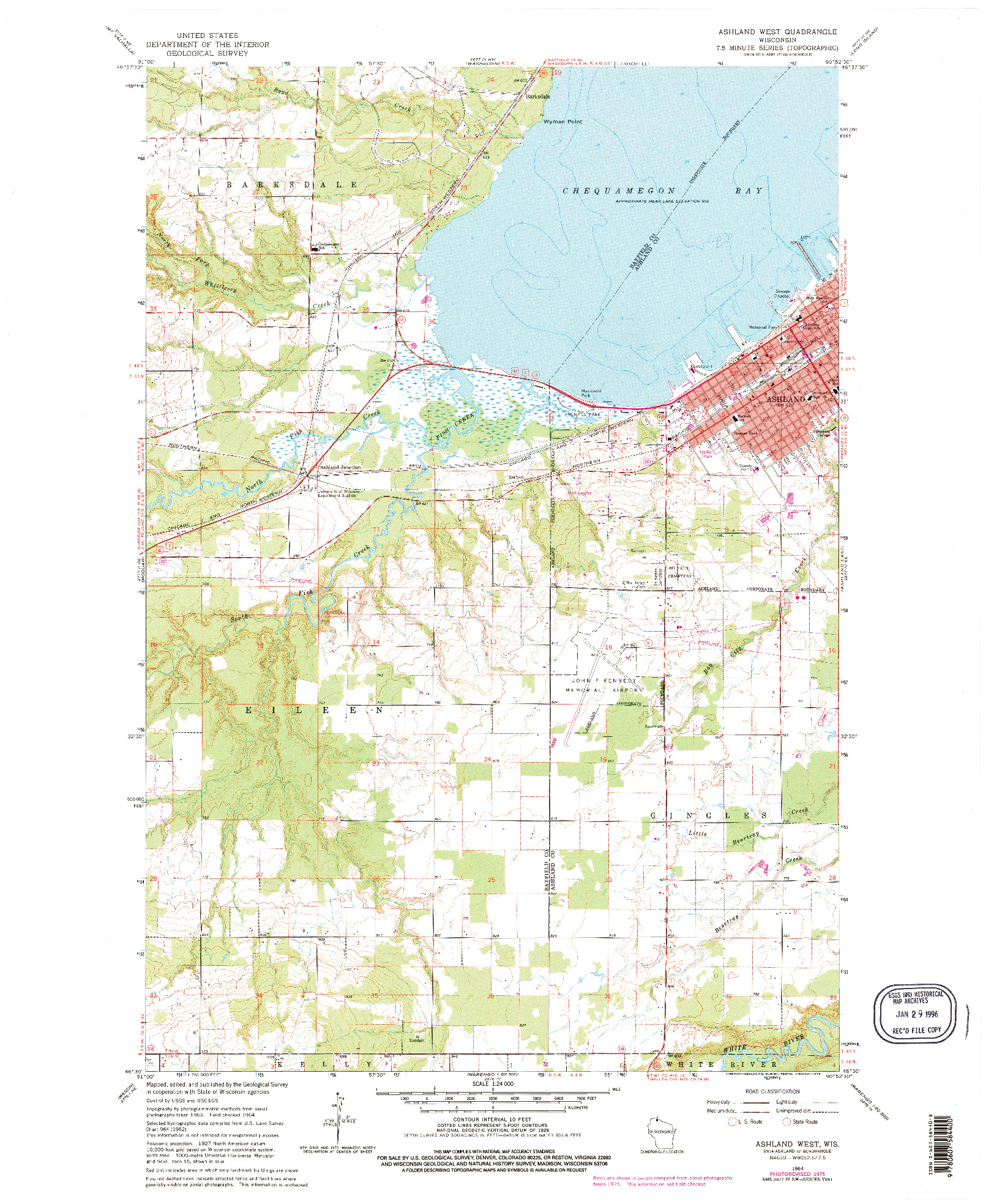 USGS 1:24000-SCALE QUADRANGLE FOR ASHLAND WEST, WI 1964