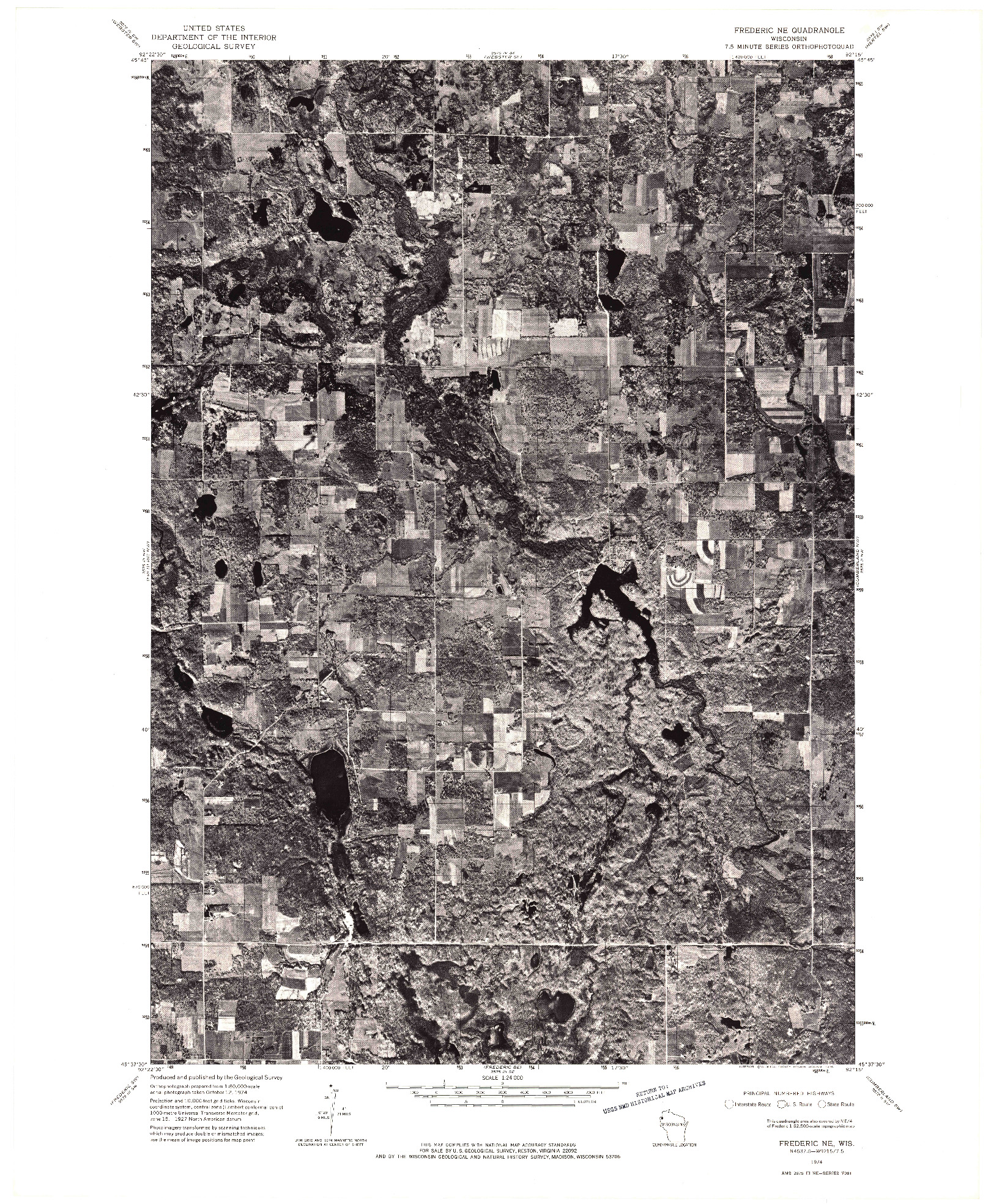 USGS 1:24000-SCALE QUADRANGLE FOR FREDERIC NE, WI 1974