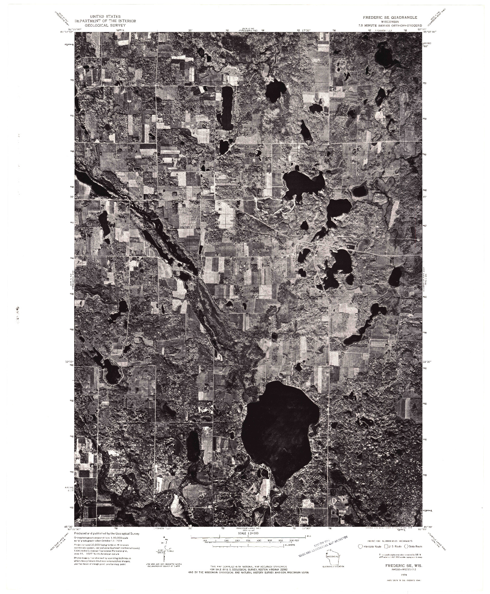 USGS 1:24000-SCALE QUADRANGLE FOR FREDERIC SE, WI 1974