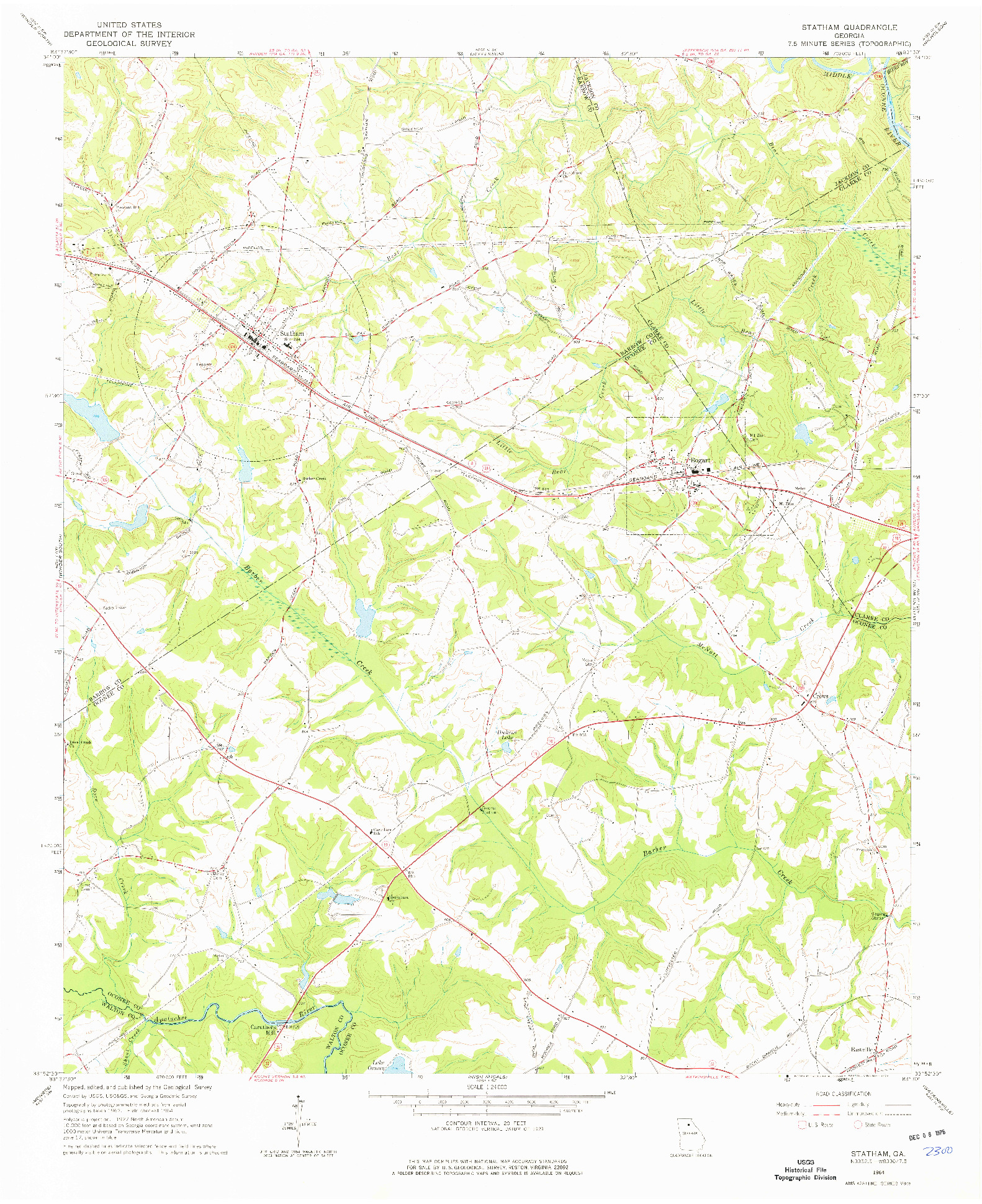 USGS 1:24000-SCALE QUADRANGLE FOR STATHAM, GA 1964