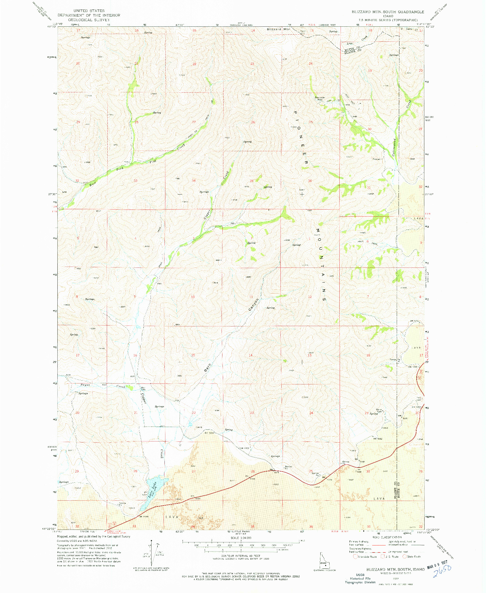 USGS 1:24000-SCALE QUADRANGLE FOR BLIZZARD MTN SOUTH, ID 1972