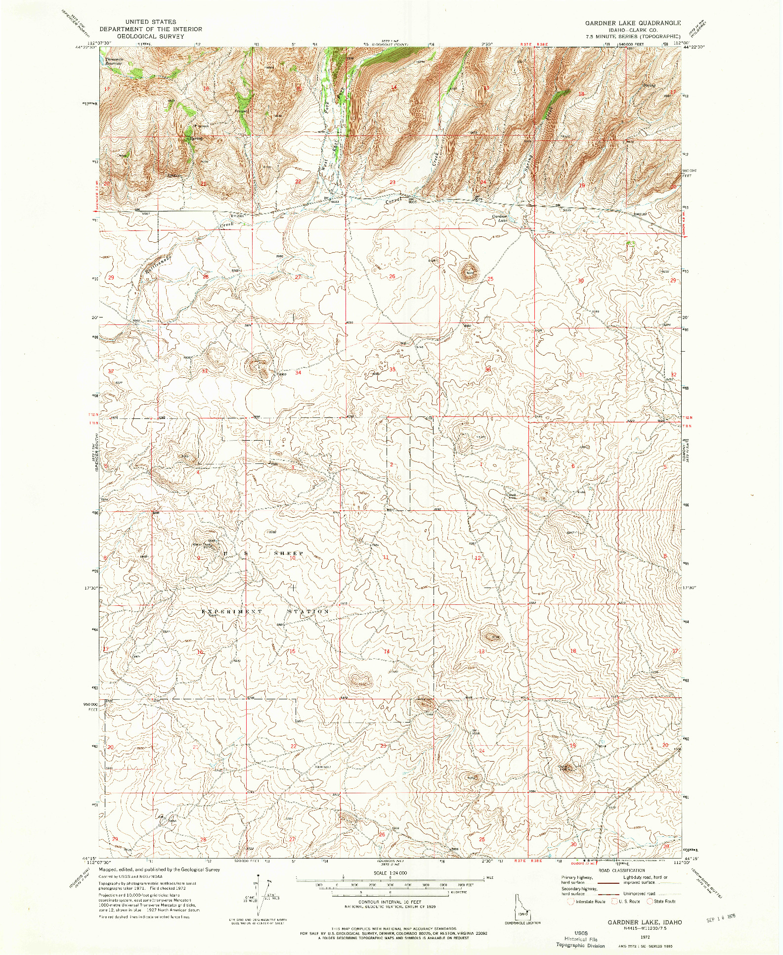 USGS 1:24000-SCALE QUADRANGLE FOR GARDNER LAKE, ID 1972