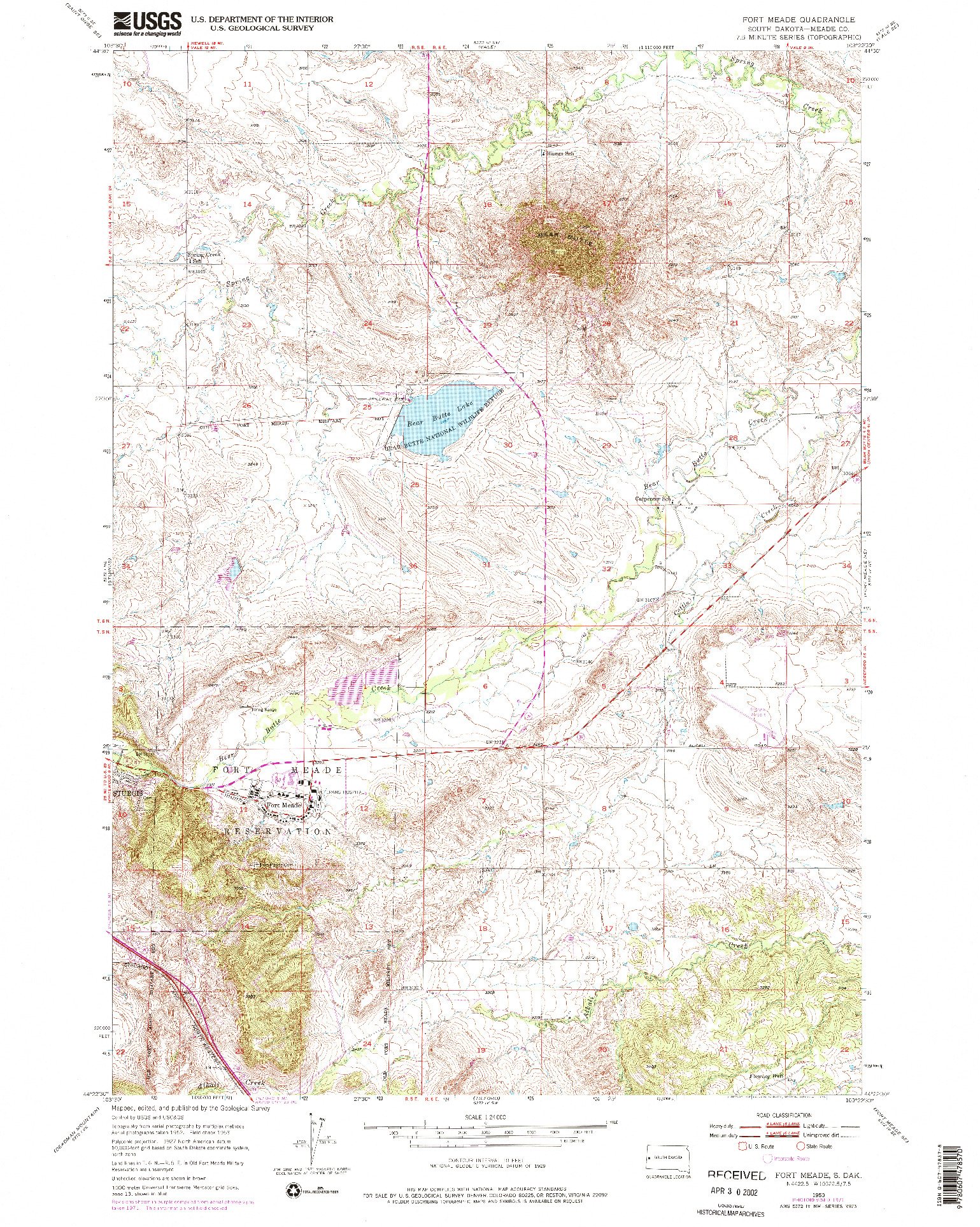 USGS 1:24000-SCALE QUADRANGLE FOR FORT MEADE, SD 1953