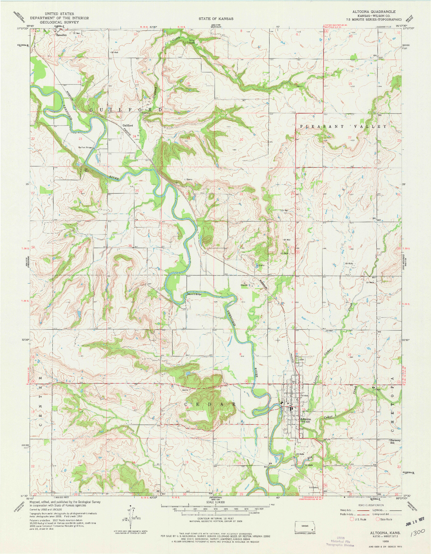 USGS 1:24000-SCALE QUADRANGLE FOR ALTOONA, KS 1959