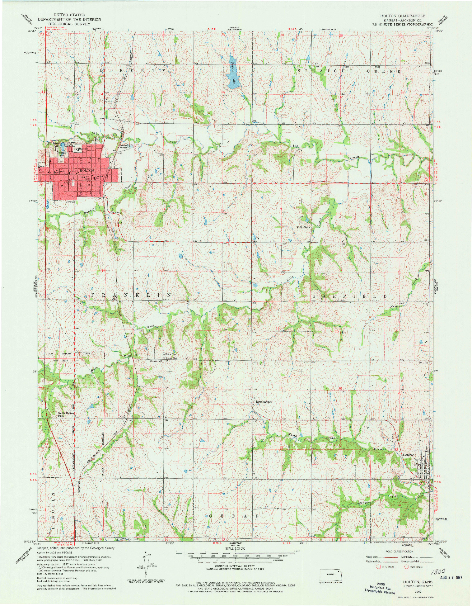 USGS 1:24000-SCALE QUADRANGLE FOR HOLTON, KS 1960