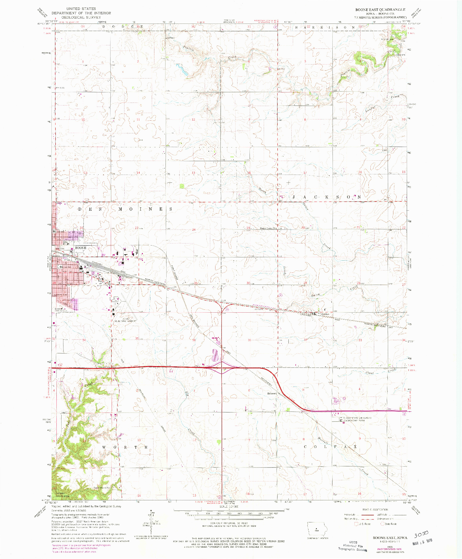 USGS 1:24000-SCALE QUADRANGLE FOR BOONE EAST, IA 1965