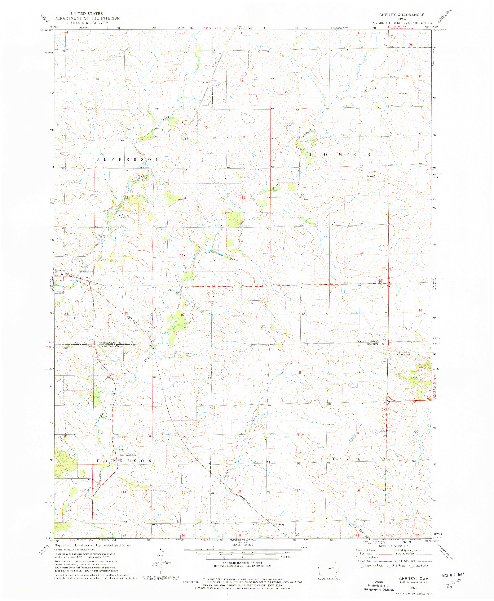 USGS 1:24000-SCALE QUADRANGLE FOR CHENEY, IA 1973