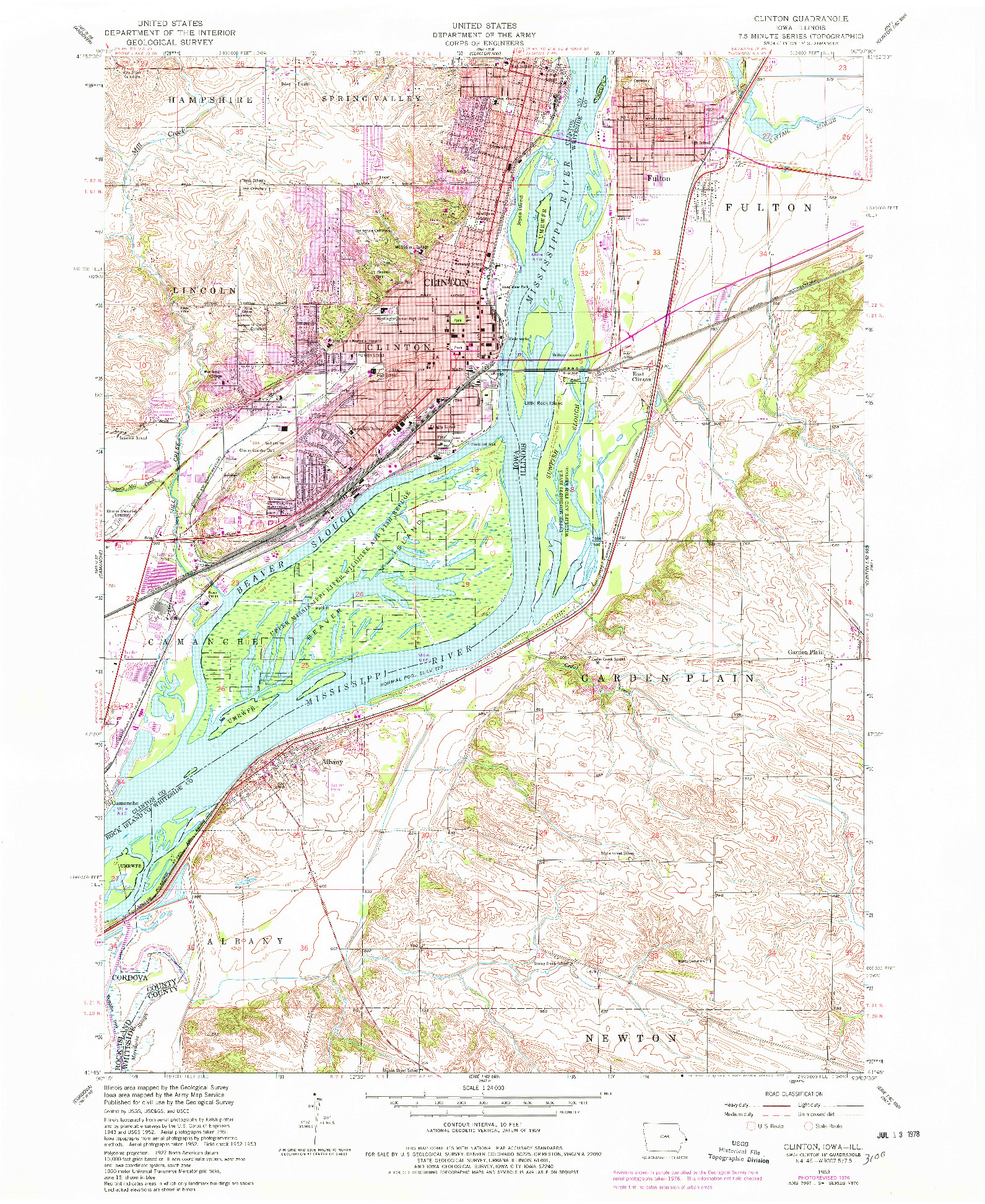 USGS 1:24000-SCALE QUADRANGLE FOR CLINTON, IA 1953
