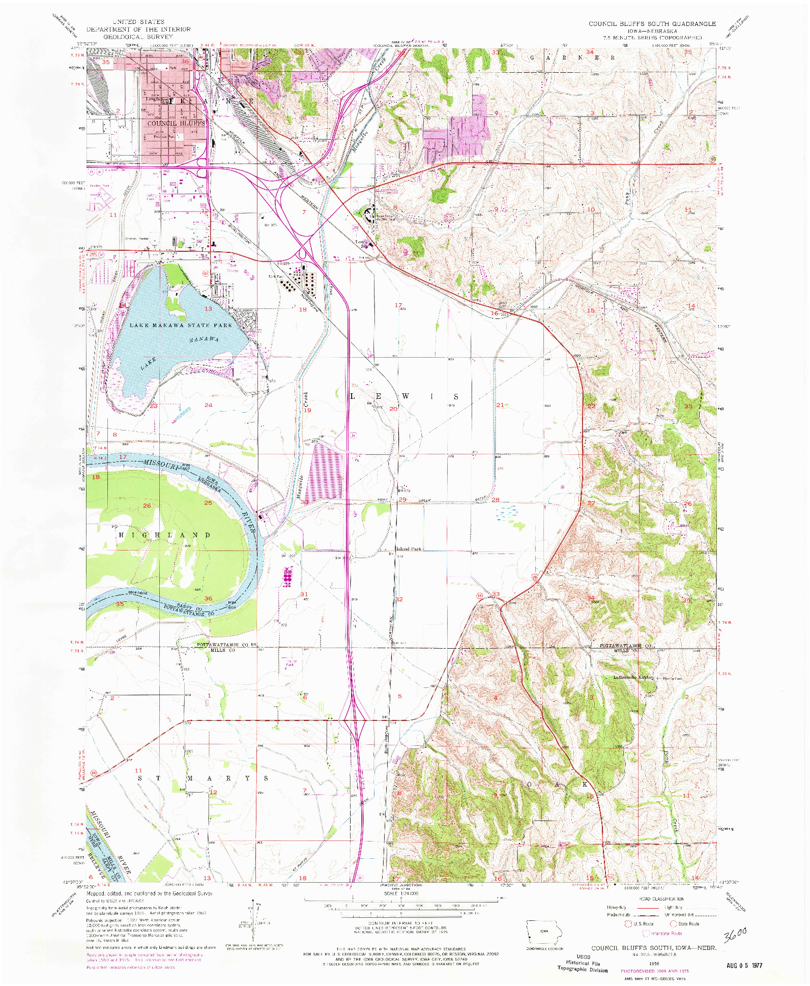 USGS 1:24000-SCALE QUADRANGLE FOR COUNCIL BLUFFS SOUTH, IA 1956