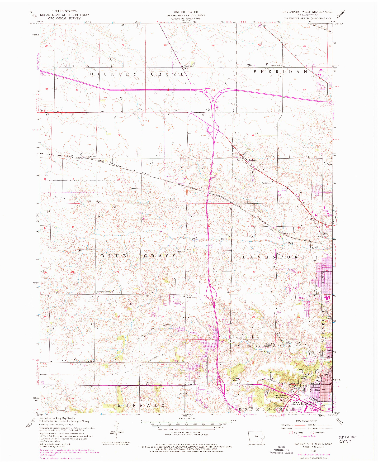 USGS 1:24000-SCALE QUADRANGLE FOR DAVENPORT WEST, IA 1953