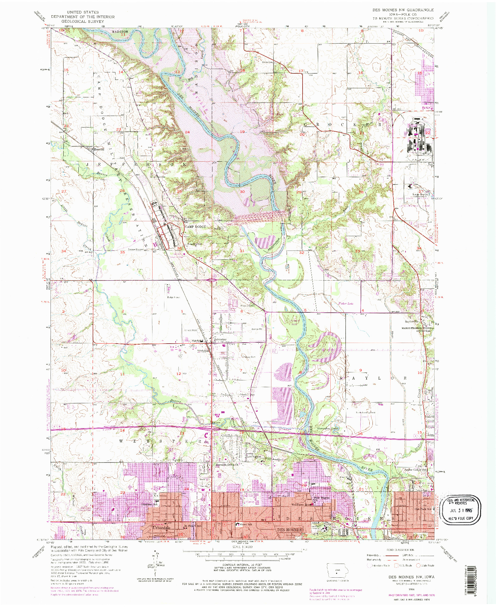 USGS 1:24000-SCALE QUADRANGLE FOR DES MOINES NW, IA 1956