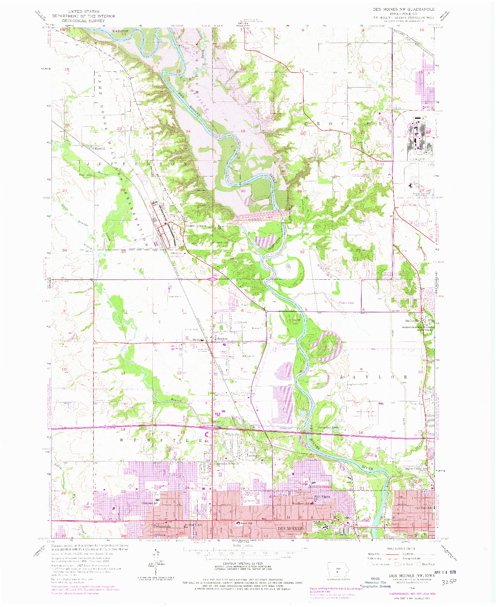 USGS 1:24000-SCALE QUADRANGLE FOR DES MOINES NW, IA 1956