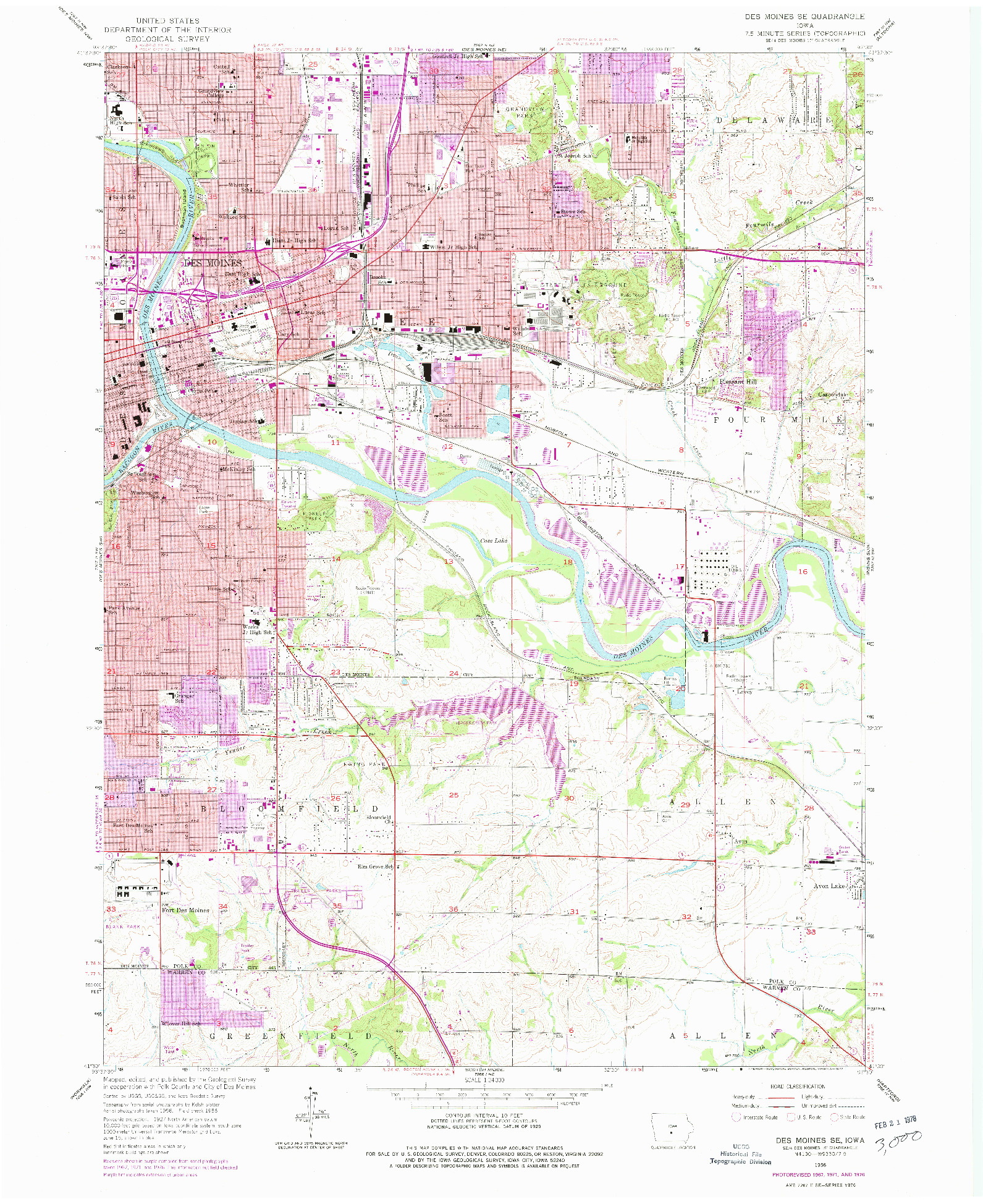 USGS 1:24000-SCALE QUADRANGLE FOR DES MOINES SE, IA 1956