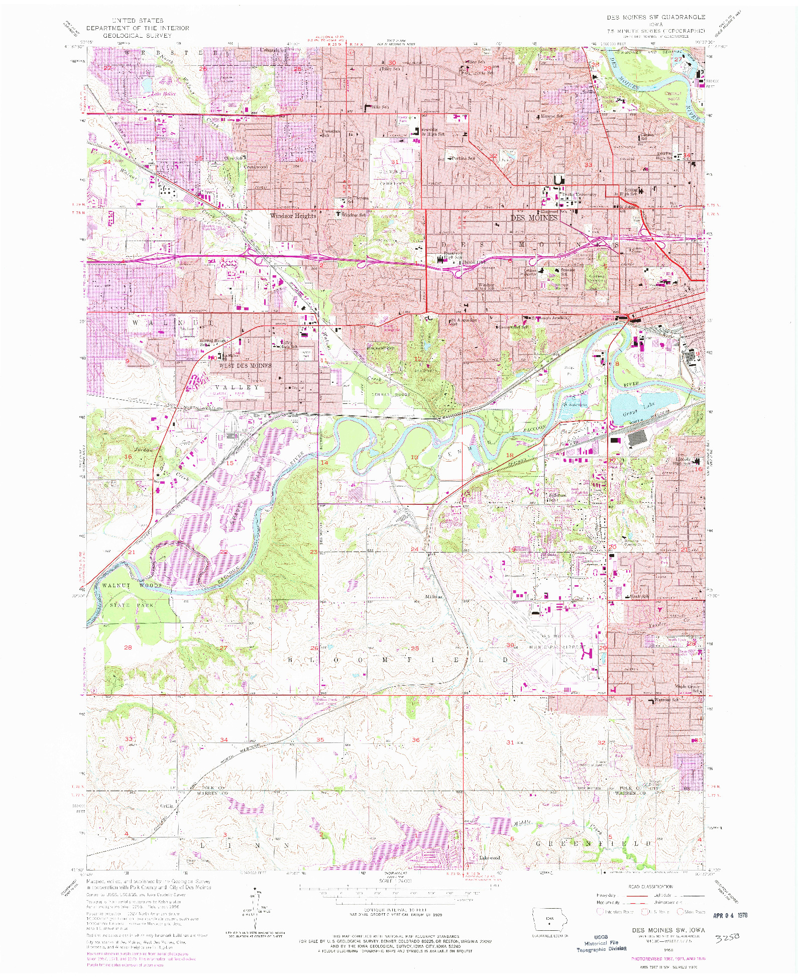 USGS 1:24000-SCALE QUADRANGLE FOR DES MOINES SW, IA 1956