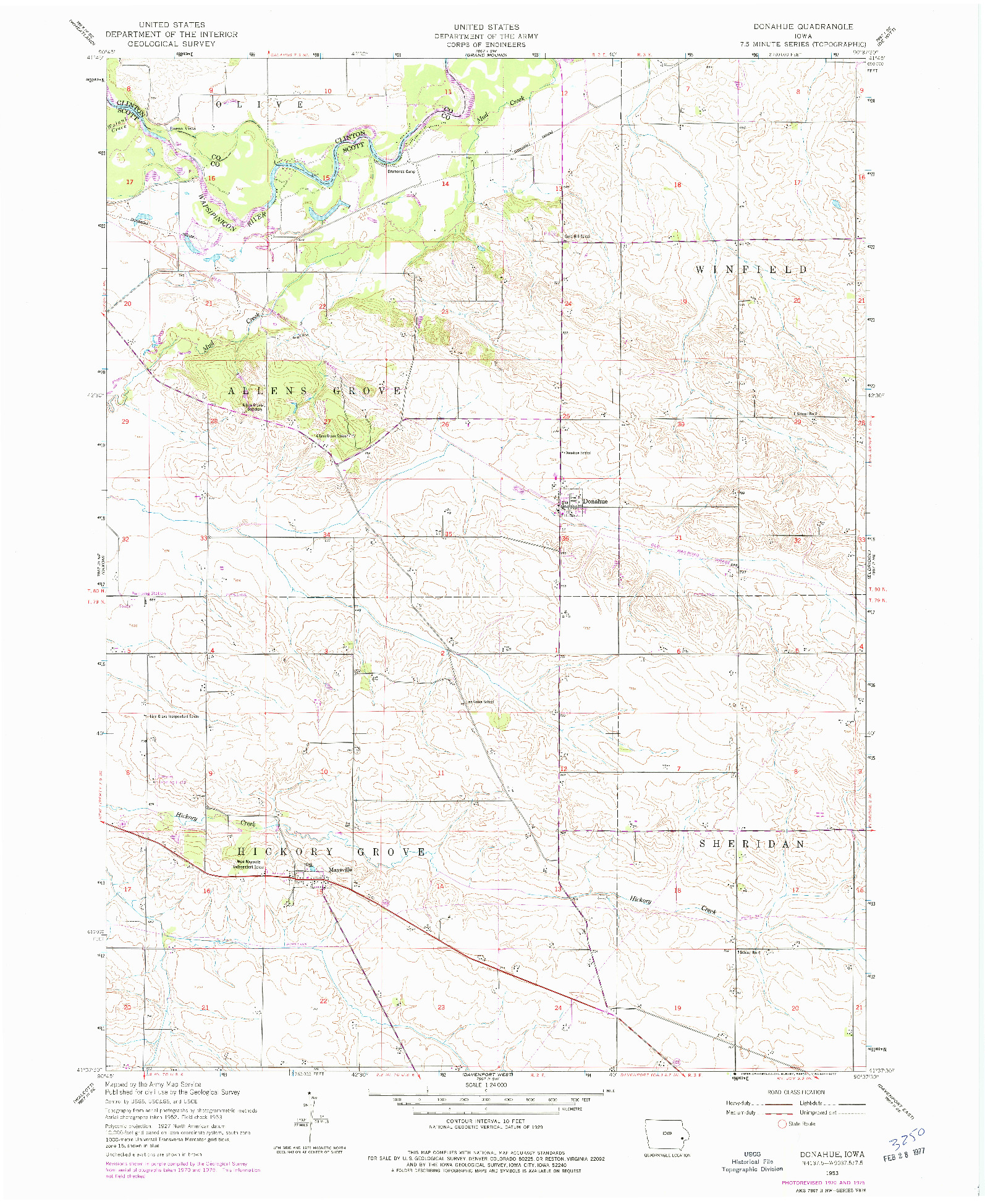 USGS 1:24000-SCALE QUADRANGLE FOR DONAHUE, IA 1953