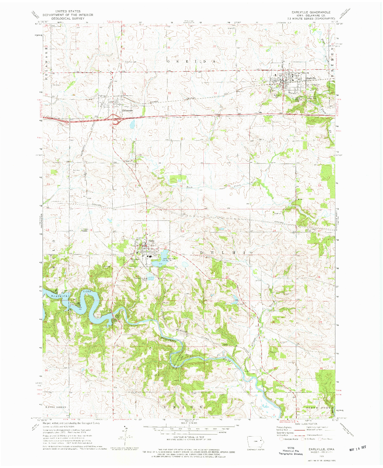 USGS 1:24000-SCALE QUADRANGLE FOR EARLVILLE, IA 1973