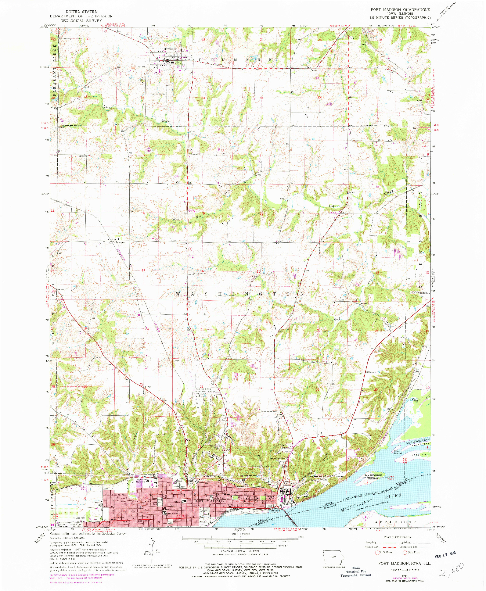 USGS 1:24000-SCALE QUADRANGLE FOR FORT MADISON, IA 1964