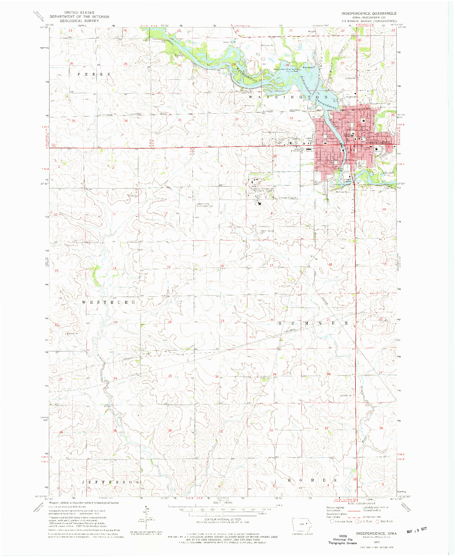USGS 1:24000-SCALE QUADRANGLE FOR INDEPENDENCE, IA 1973