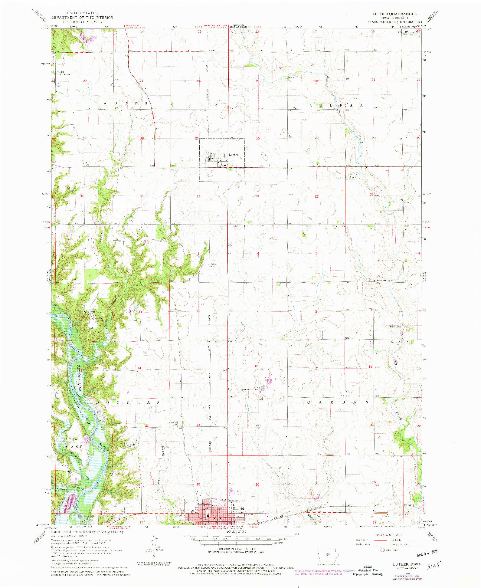 USGS 1:24000-SCALE QUADRANGLE FOR LUTHER, IA 1965