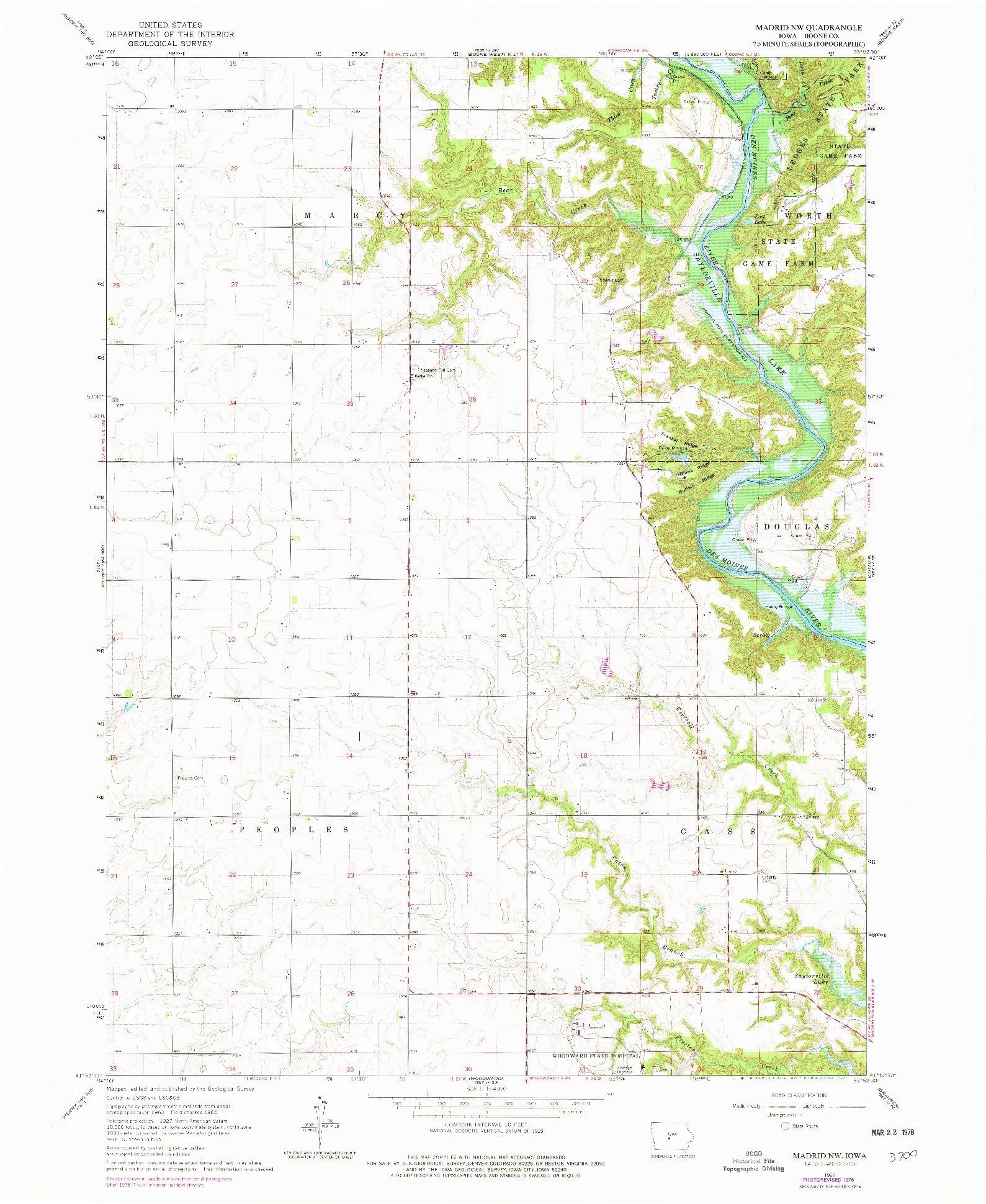 USGS 1:24000-SCALE QUADRANGLE FOR MADRID NW, IA 1965