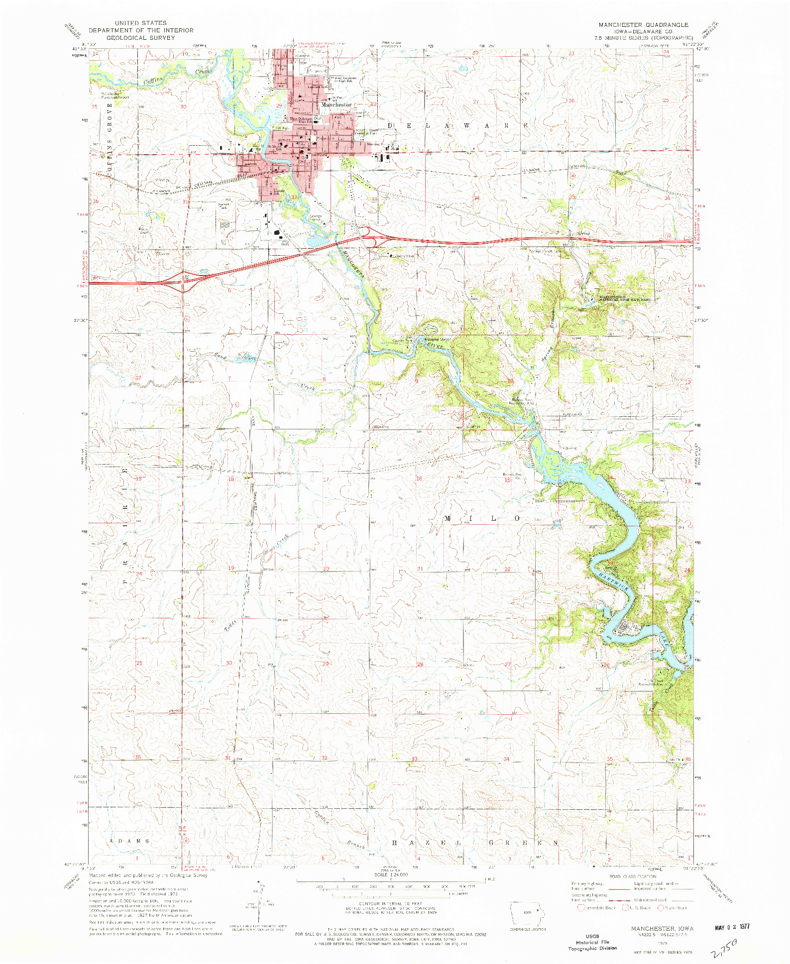 USGS 1:24000-SCALE QUADRANGLE FOR MANCHESTER, IA 1973