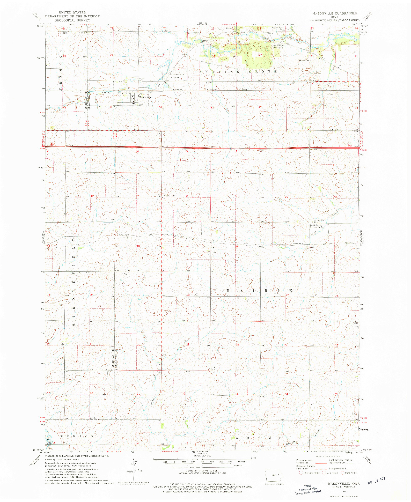 USGS 1:24000-SCALE QUADRANGLE FOR MASONVILLE, IA 1973
