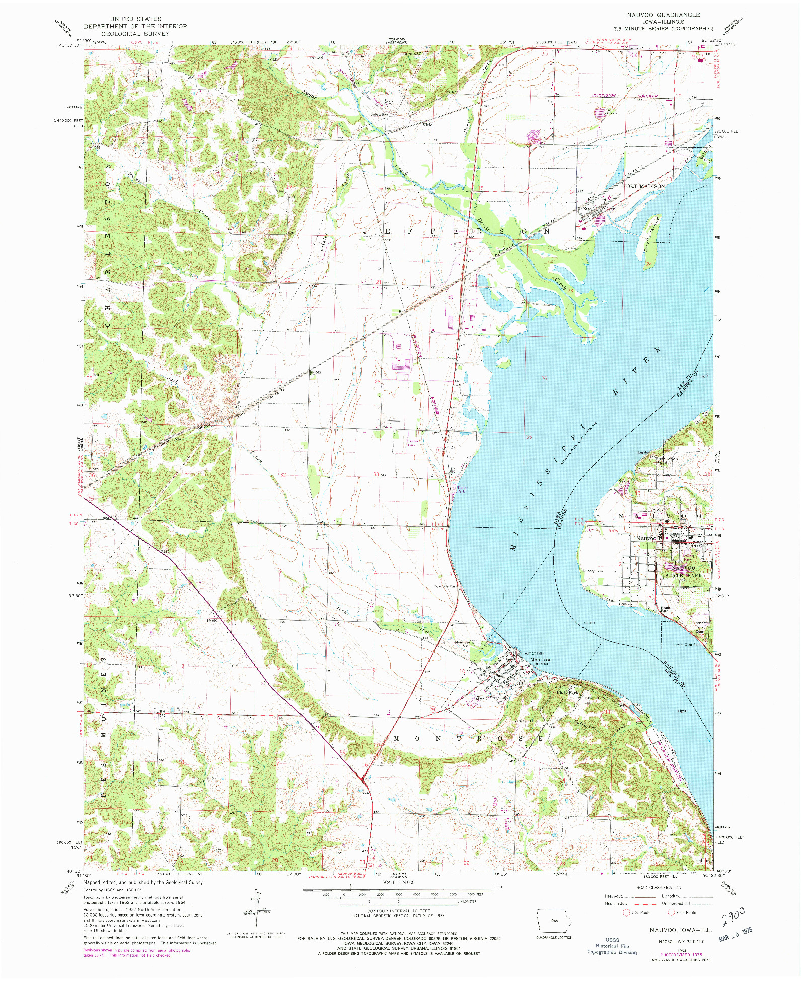 USGS 1:24000-SCALE QUADRANGLE FOR NAUVOO, IA 1964