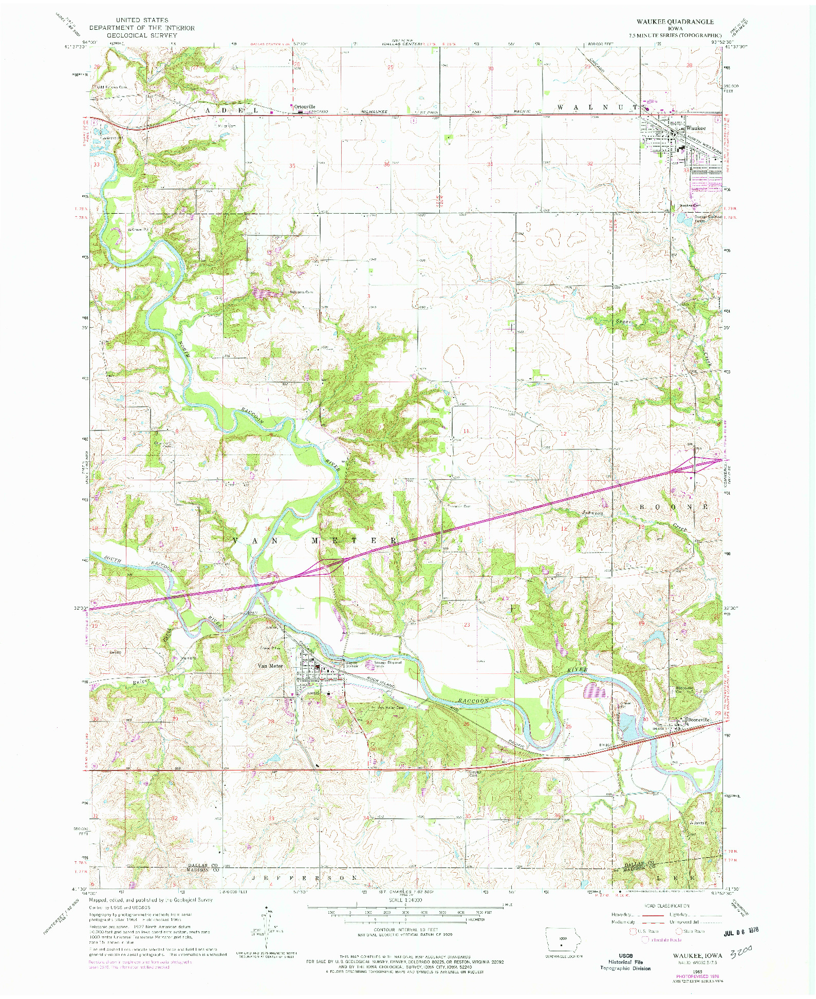 USGS 1:24000-SCALE QUADRANGLE FOR WAUKEE, IA 1965