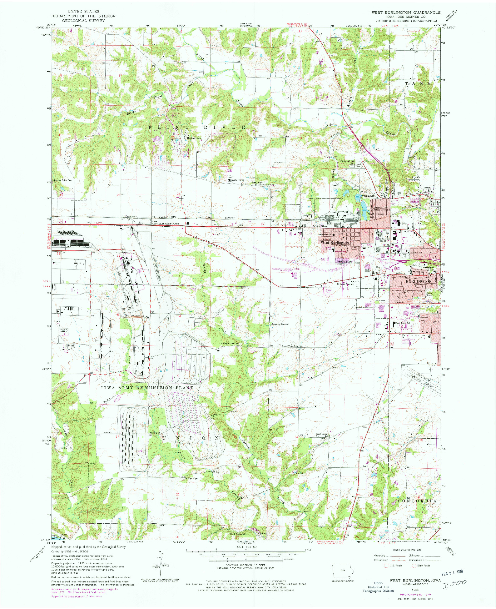 USGS 1:24000-SCALE QUADRANGLE FOR WEST BURLINGTON, IA 1964