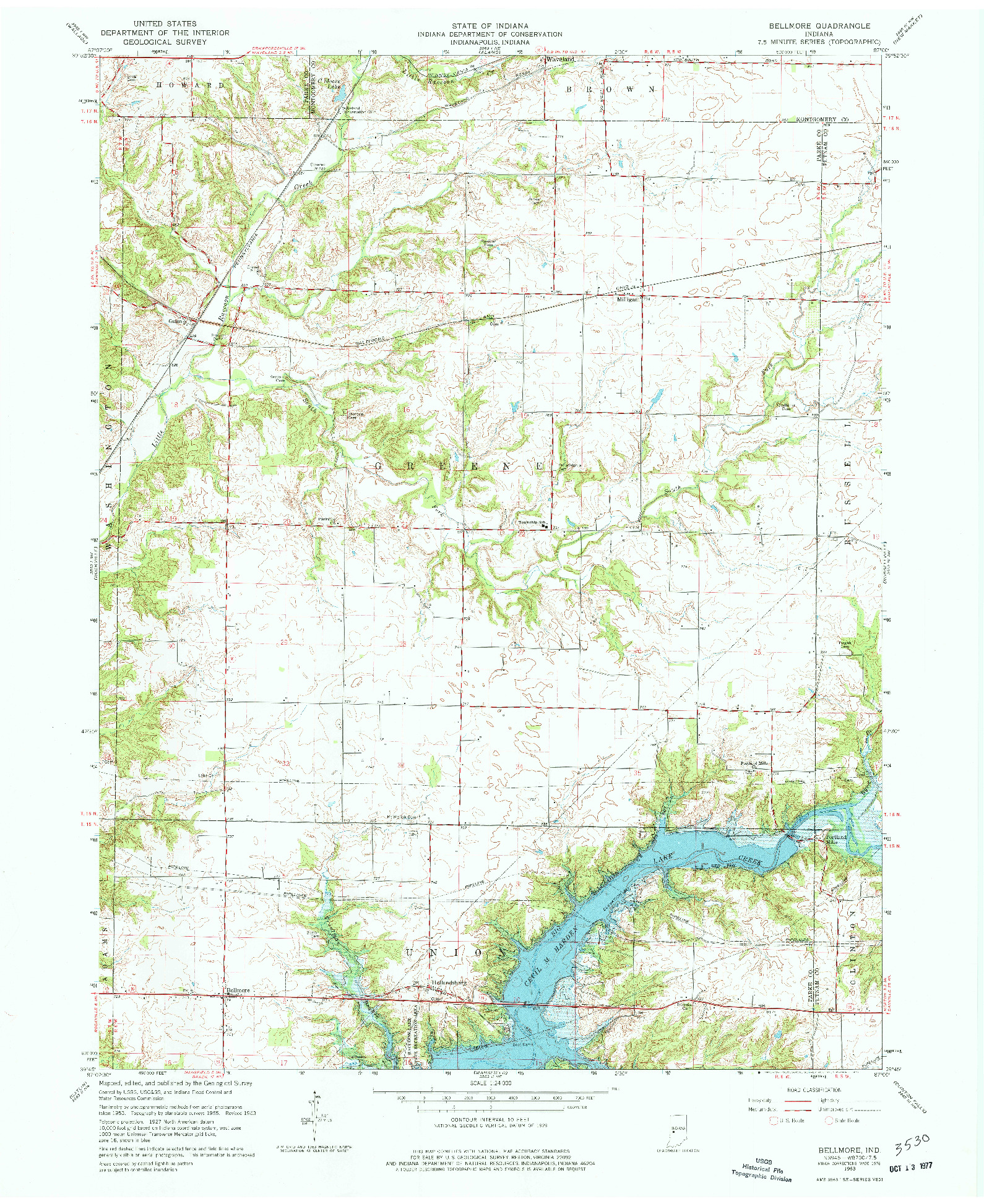 USGS 1:24000-SCALE QUADRANGLE FOR BELLMORE, IN 1963