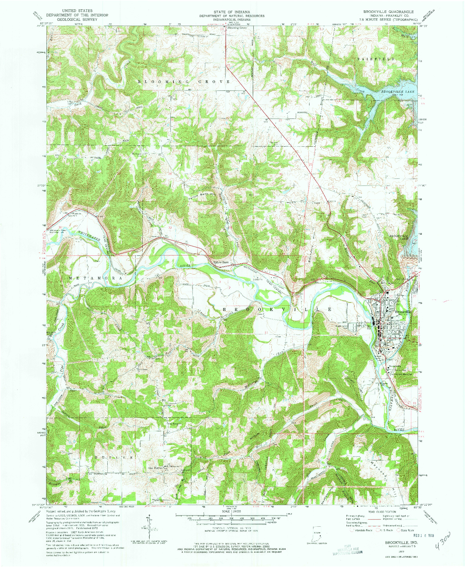 USGS 1:24000-SCALE QUADRANGLE FOR BROOKVILLE, IN 1972