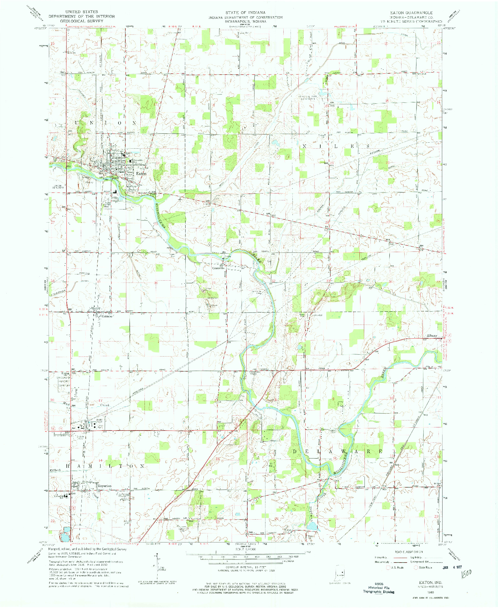 USGS 1:24000-SCALE QUADRANGLE FOR EATON, IN 1960