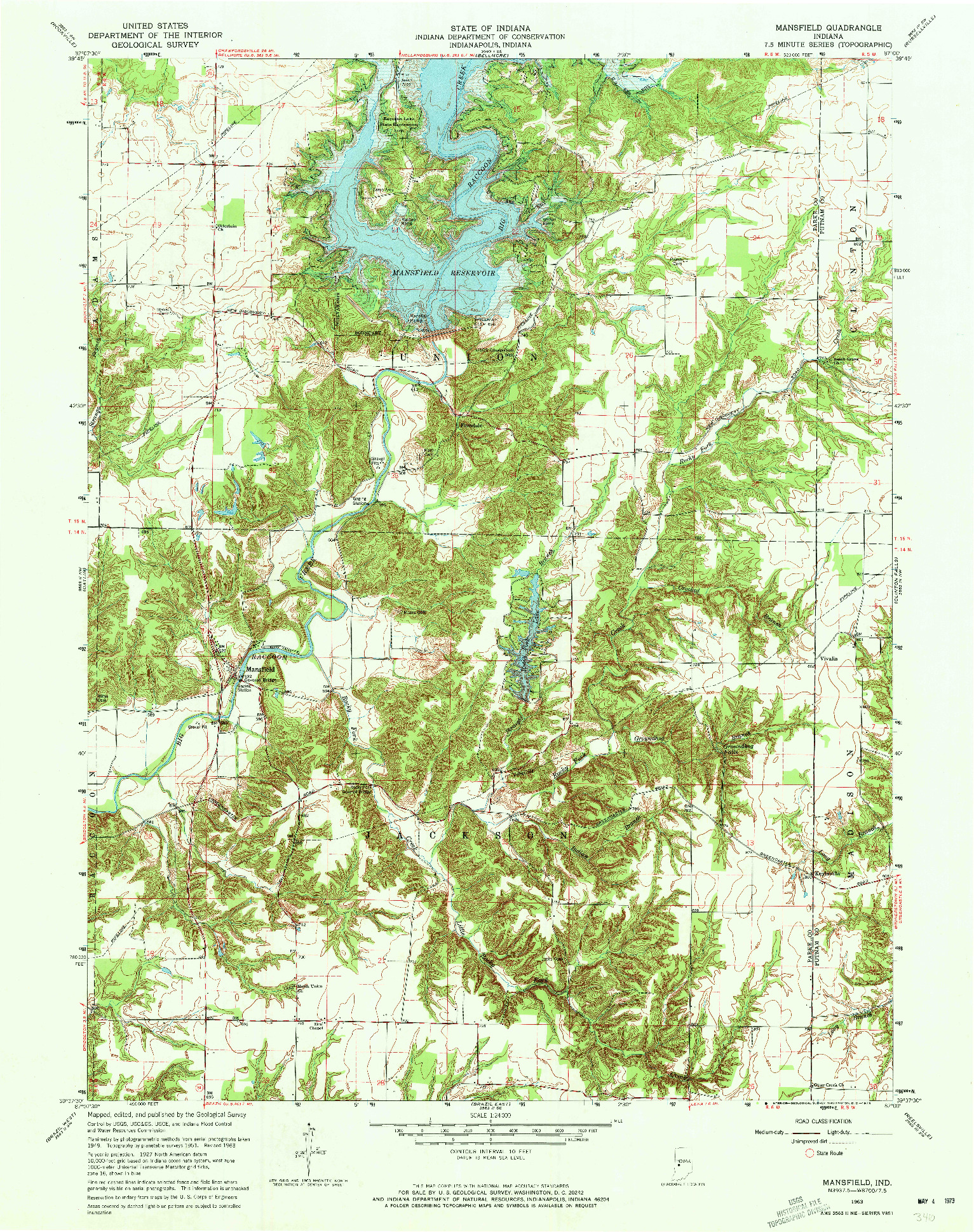 USGS 1:24000-SCALE QUADRANGLE FOR MANSFIELD, IN 1963