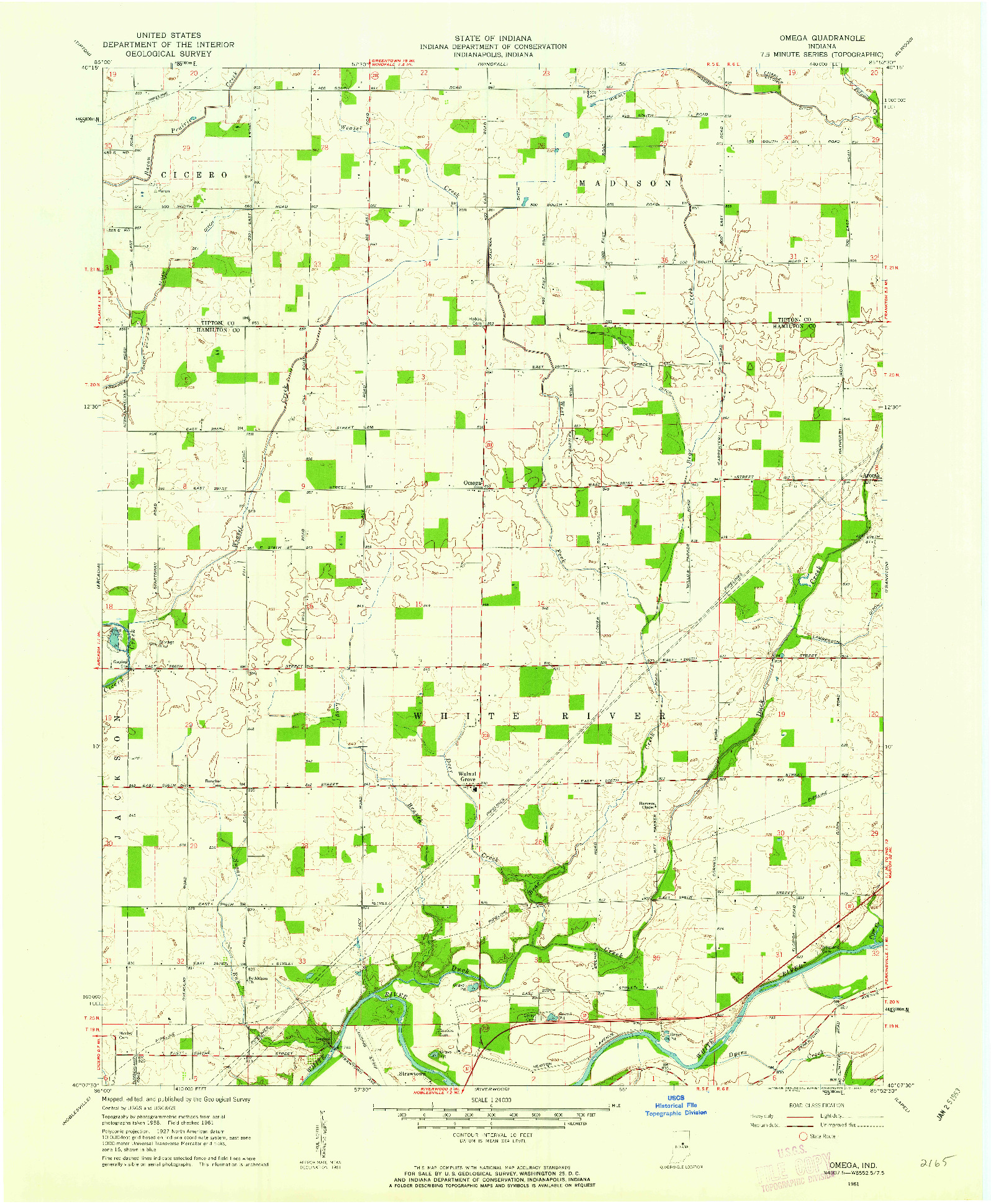 USGS 1:24000-SCALE QUADRANGLE FOR OMEGA, IN 1961