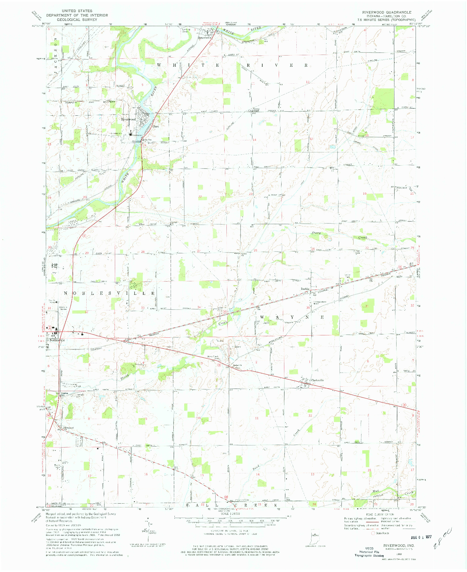 USGS 1:24000-SCALE QUADRANGLE FOR RIVERWOOD, IN 1969