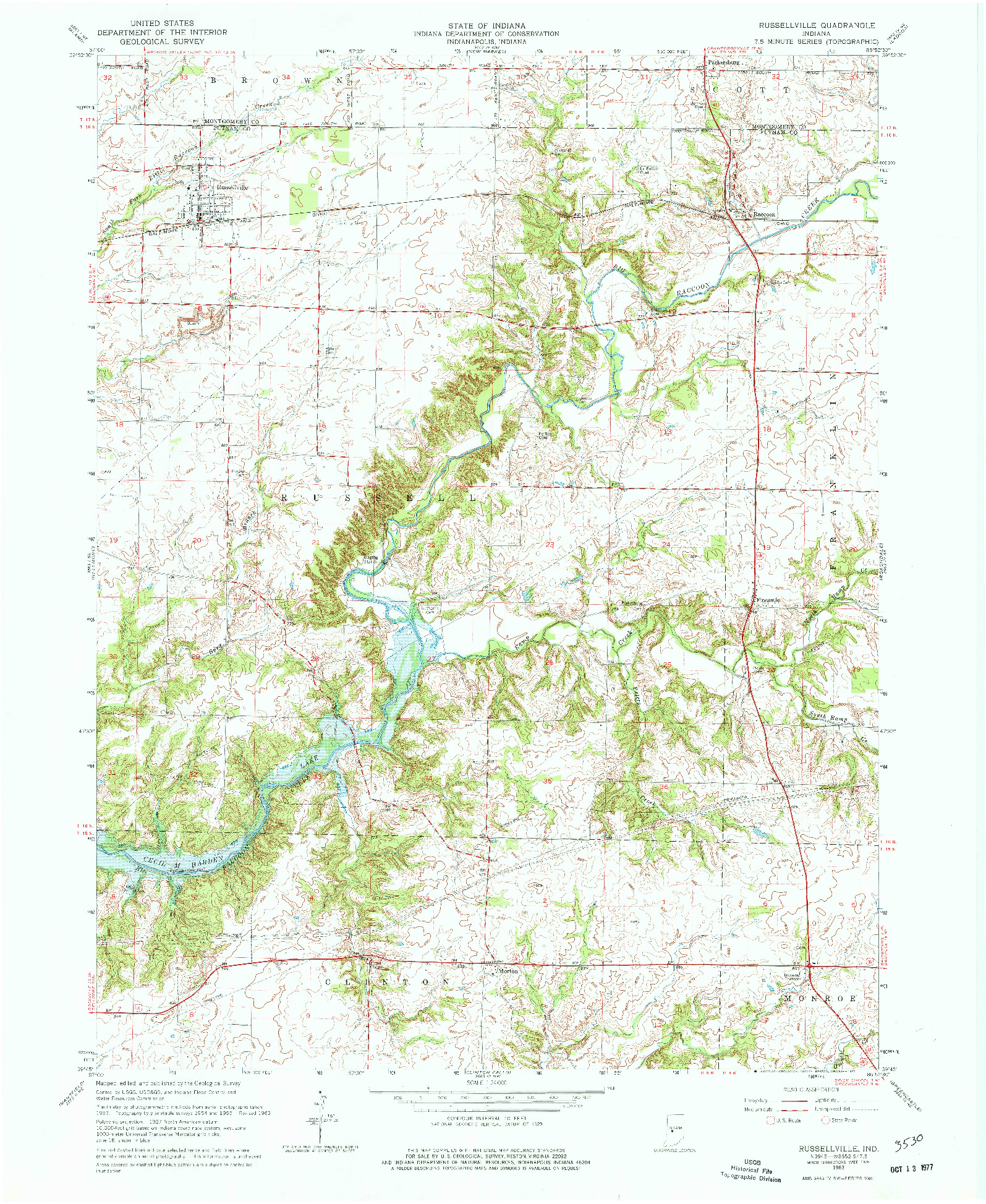 USGS 1:24000-SCALE QUADRANGLE FOR RUSSELLVILLE, IN 1963