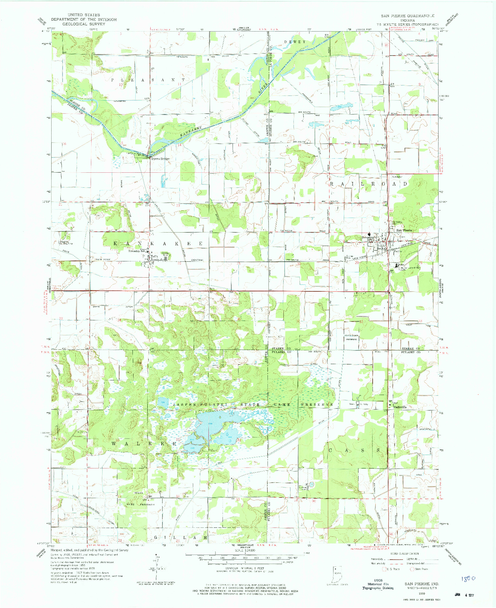 USGS 1:24000-SCALE QUADRANGLE FOR SAN PIERRE, IN 1959
