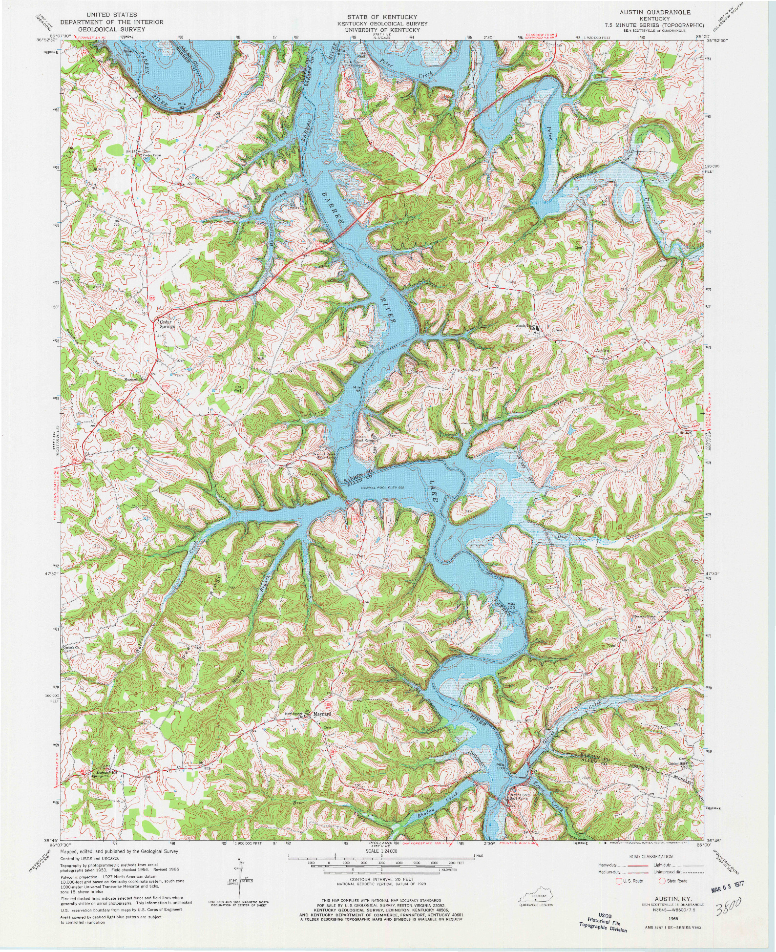 USGS 1:24000-SCALE QUADRANGLE FOR AUSTIN, KY 1965