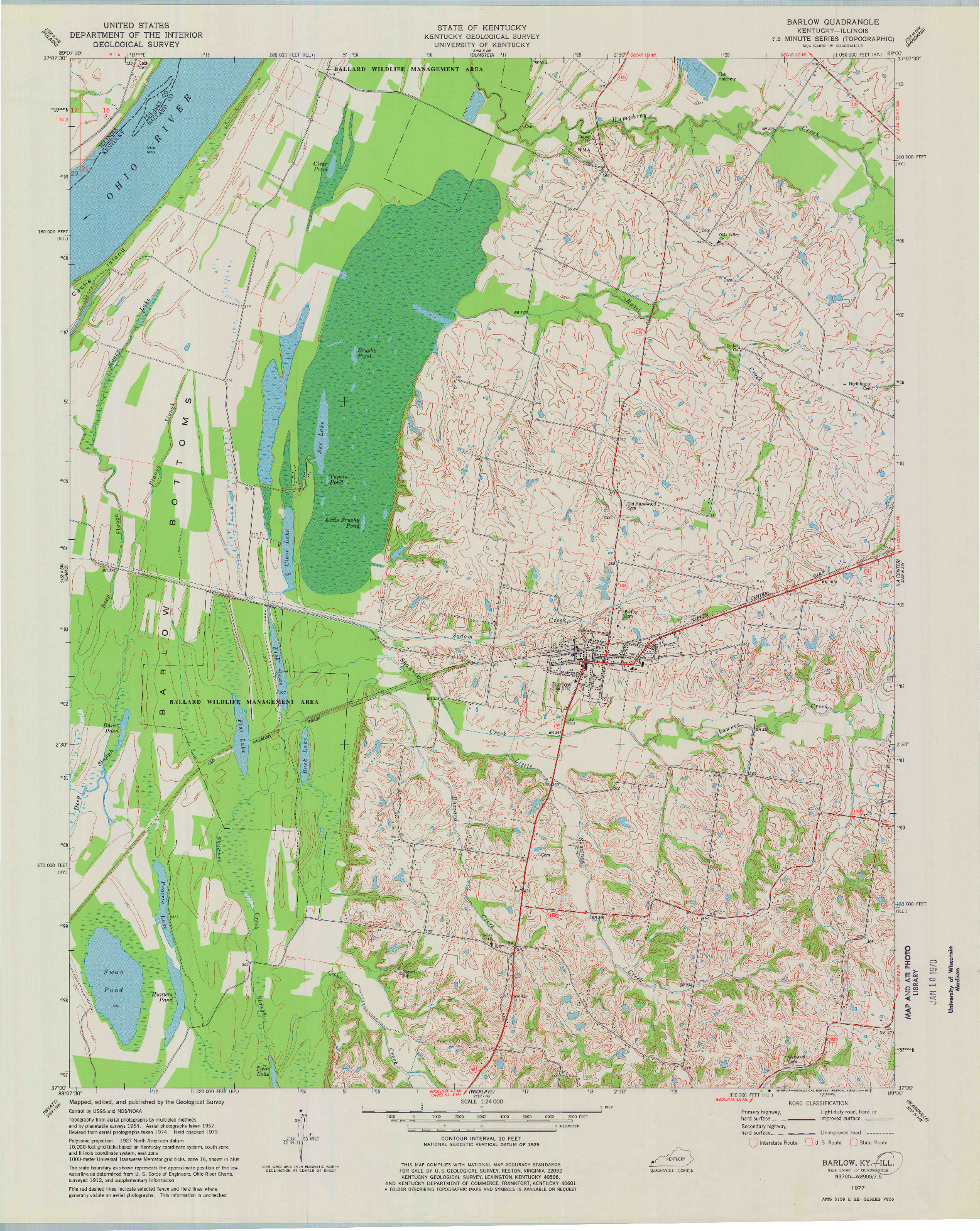 USGS 1:24000-SCALE QUADRANGLE FOR BARLOW, KY 1977