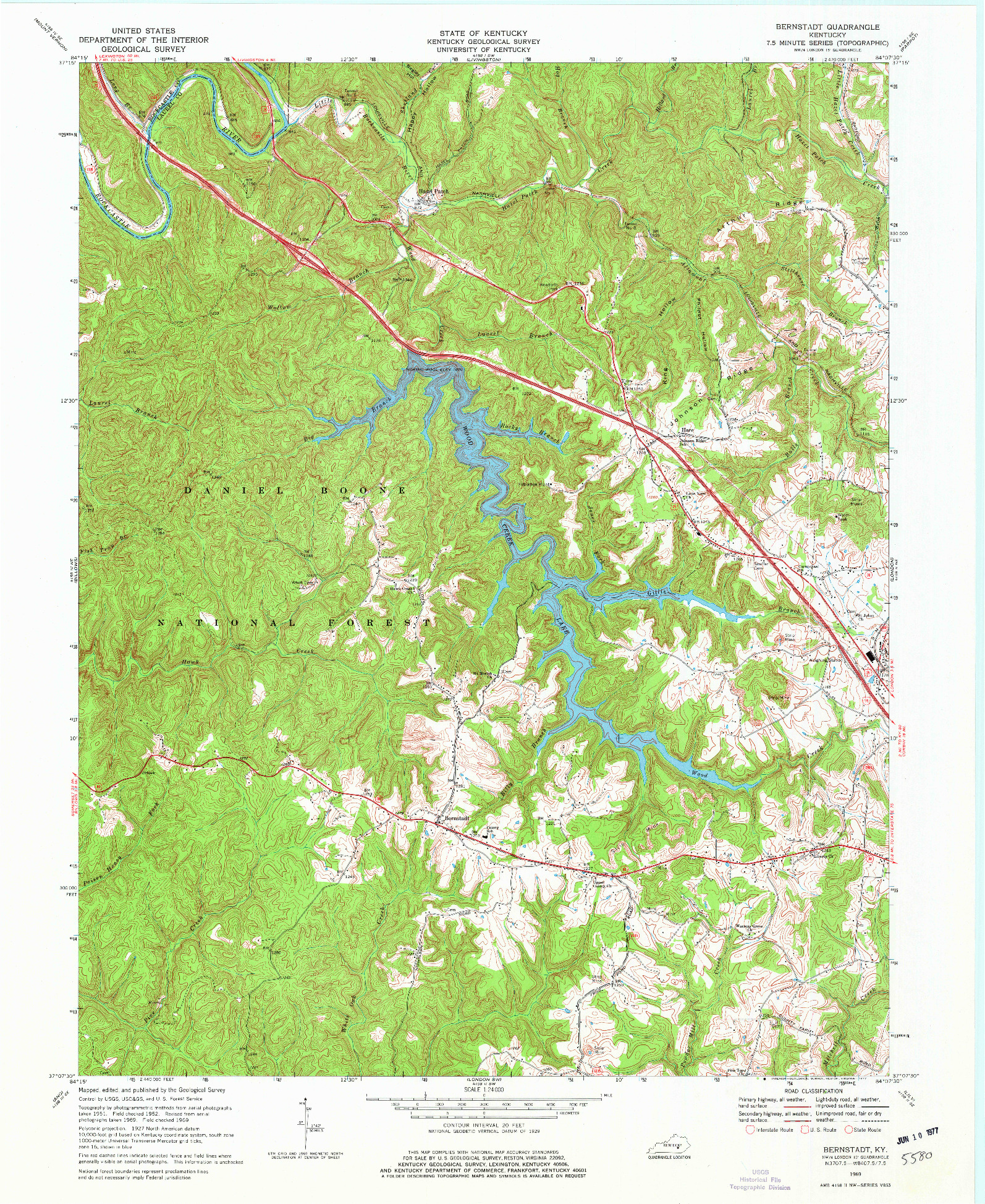 USGS 1:24000-SCALE QUADRANGLE FOR BERNSTADT, KY 1969