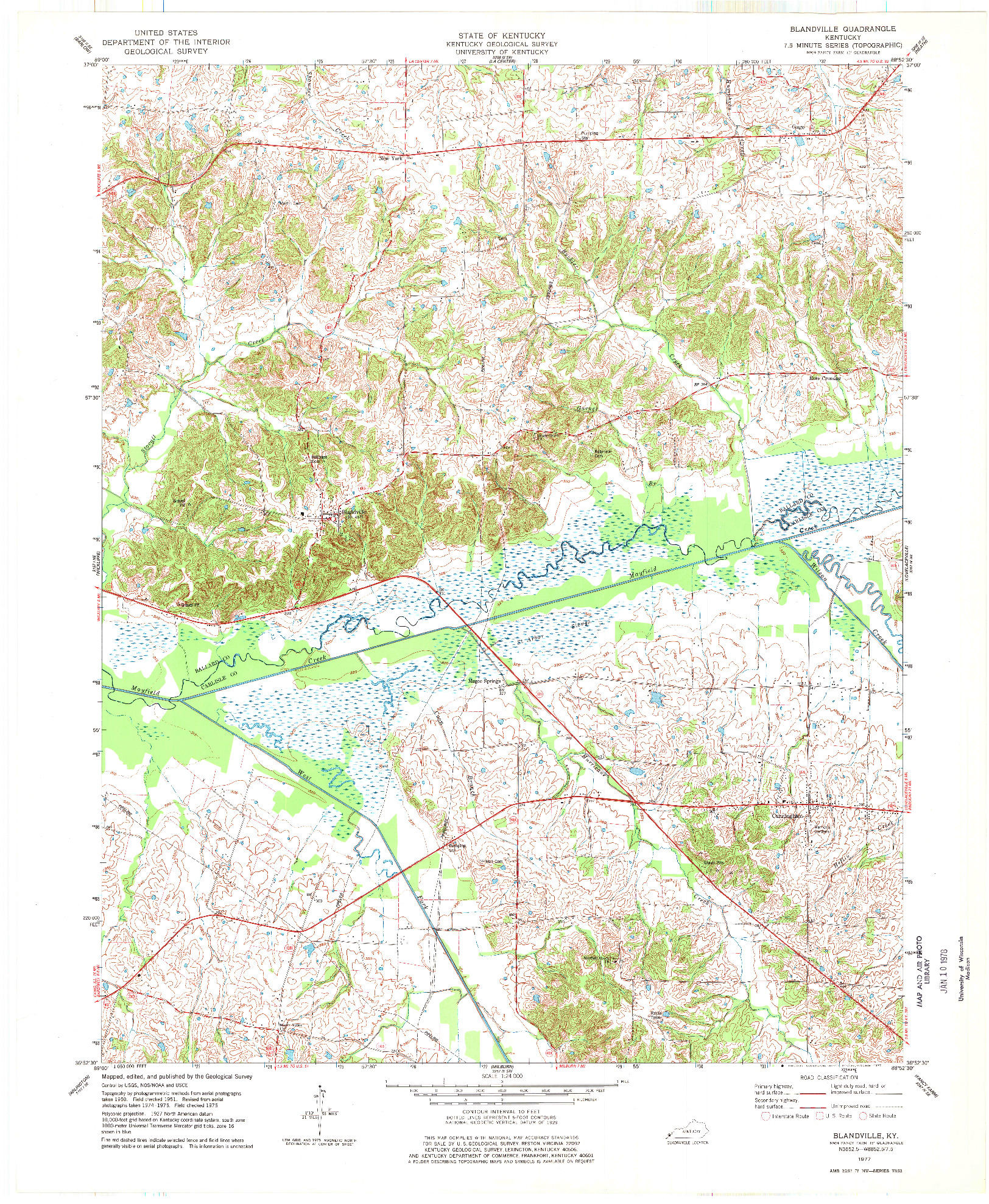 USGS 1:24000-SCALE QUADRANGLE FOR BLANDVILLE, KY 1977