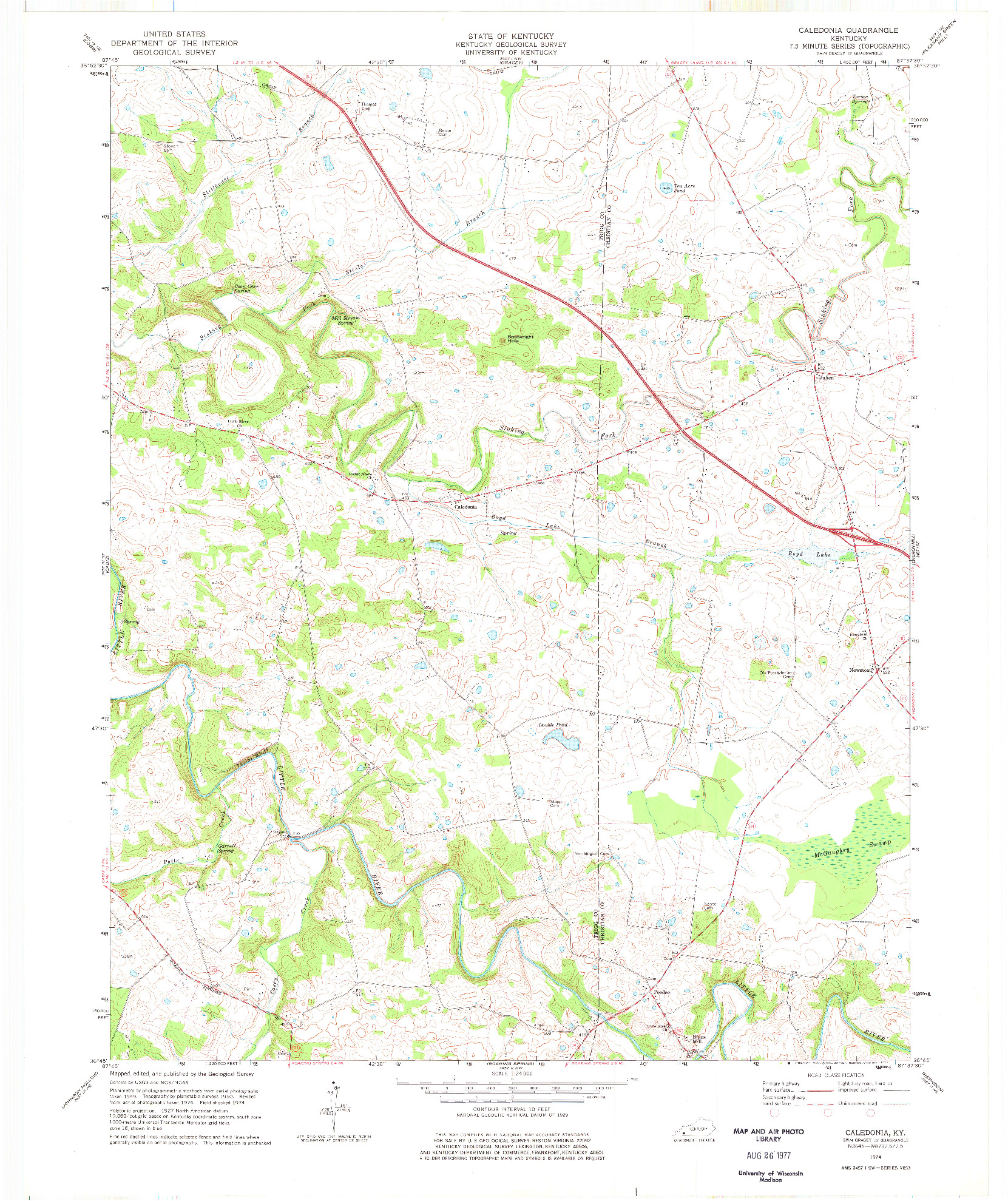 USGS 1:24000-SCALE QUADRANGLE FOR CALEDONIA, KY 1974