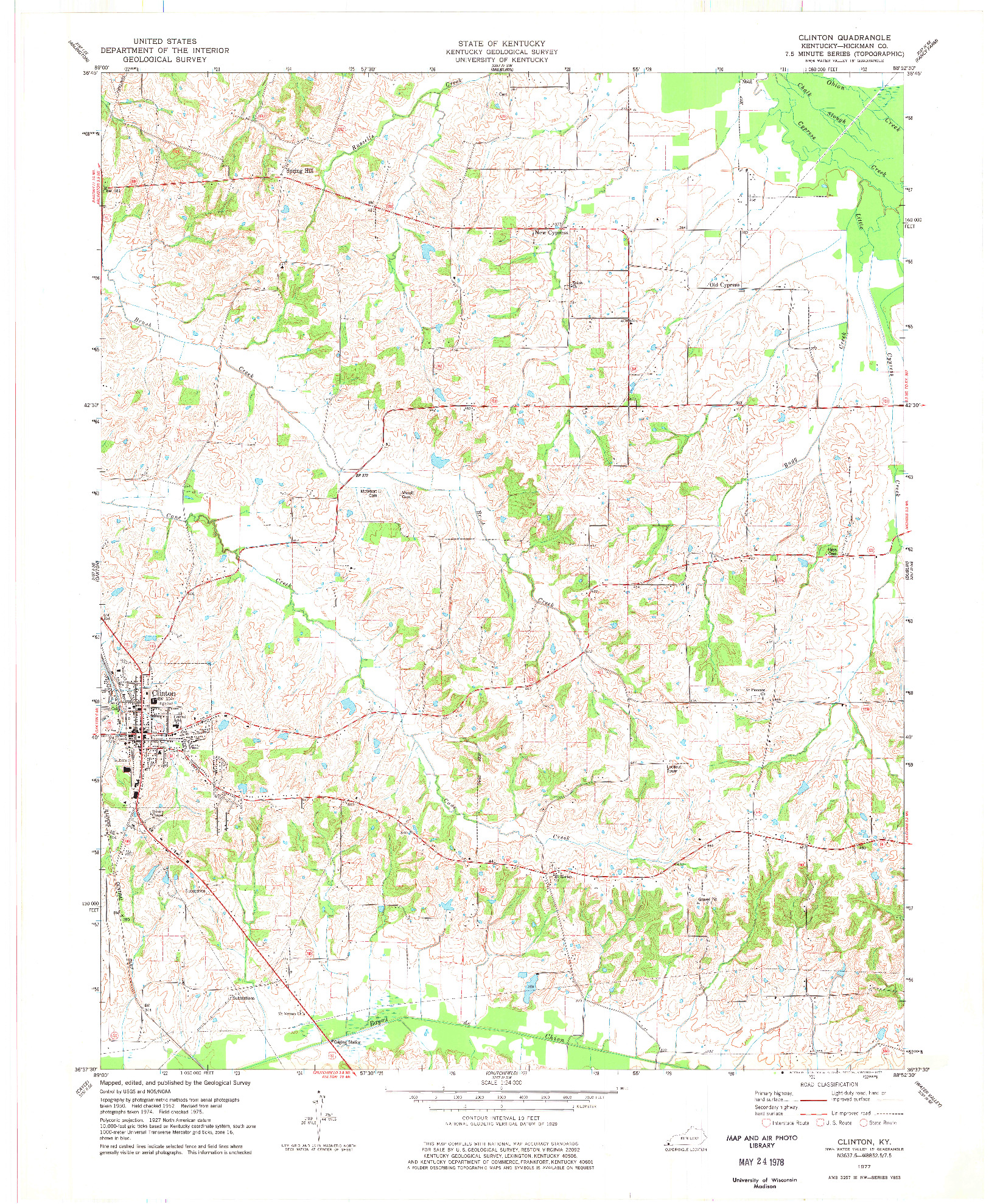 USGS 1:24000-SCALE QUADRANGLE FOR CLINTON, KY 1977