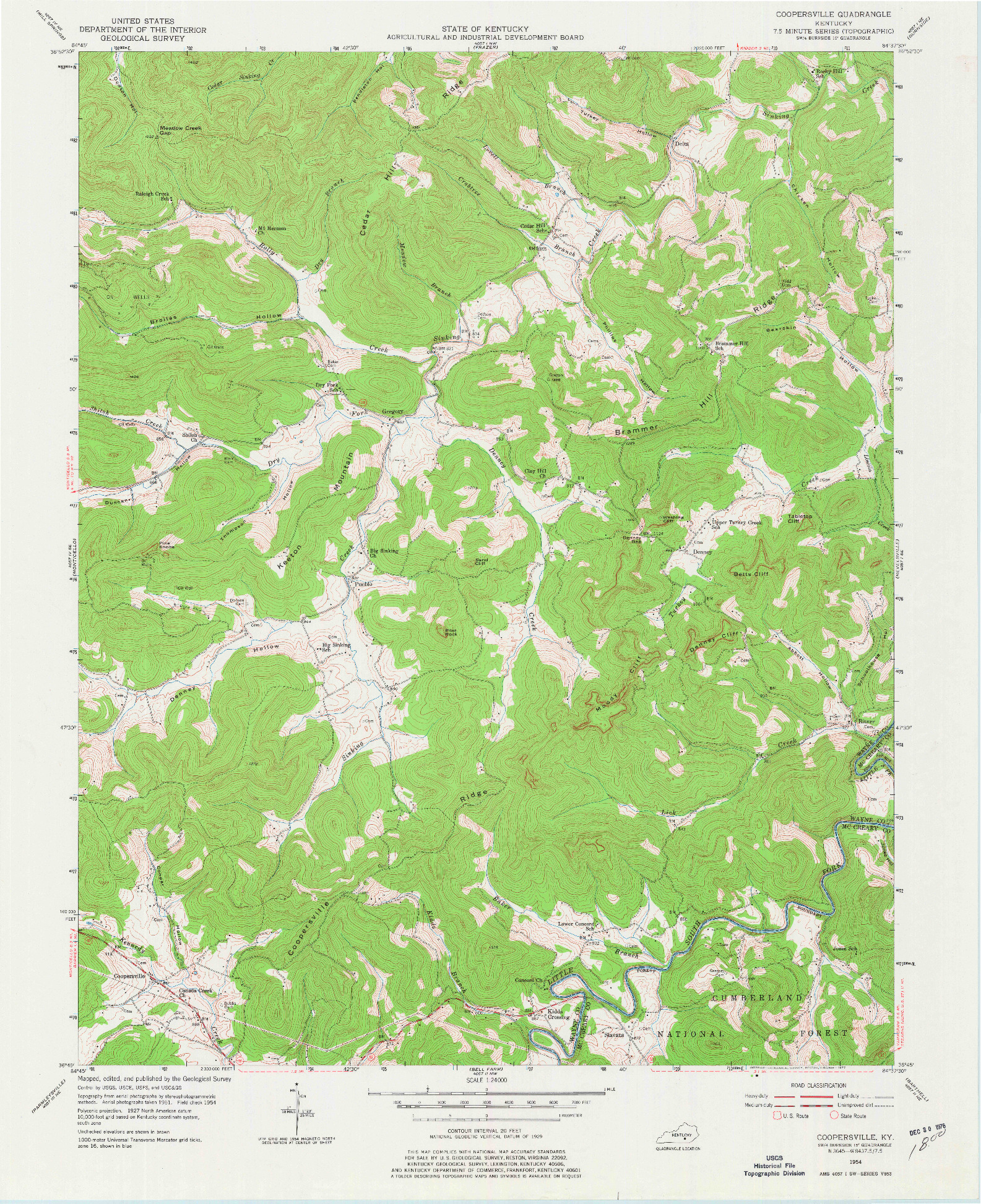 USGS 1:24000-SCALE QUADRANGLE FOR COOPERSVILLE, KY 1954