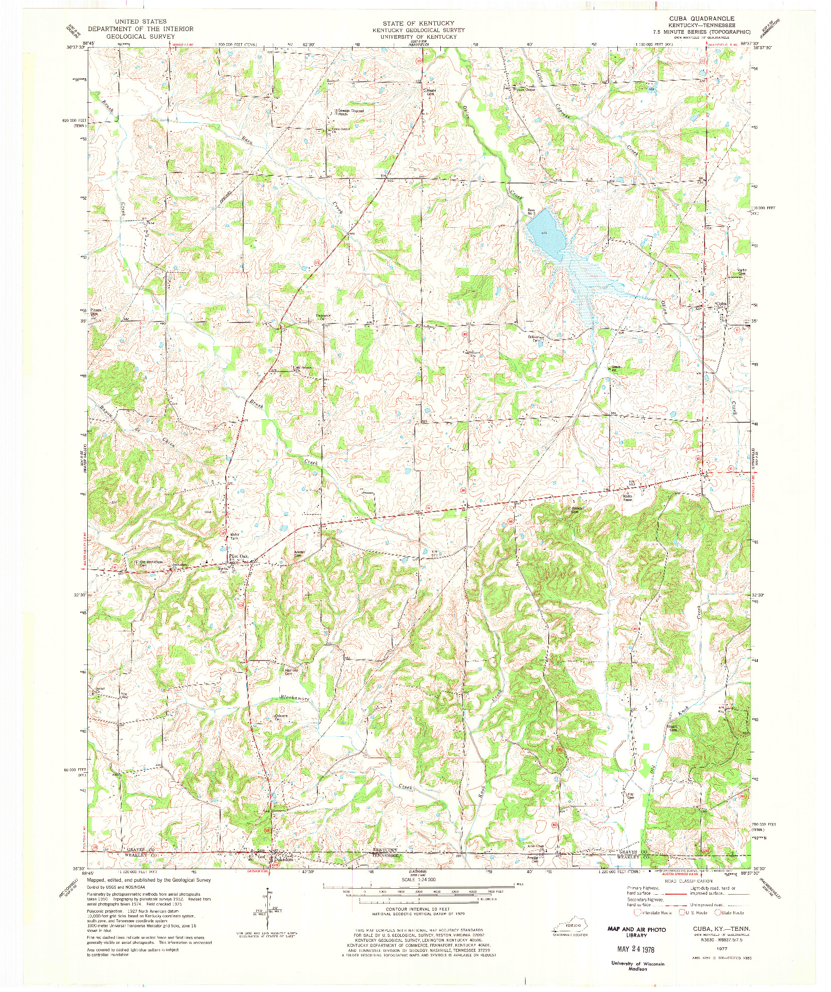 USGS 1:24000-SCALE QUADRANGLE FOR CUBA, KY 1977