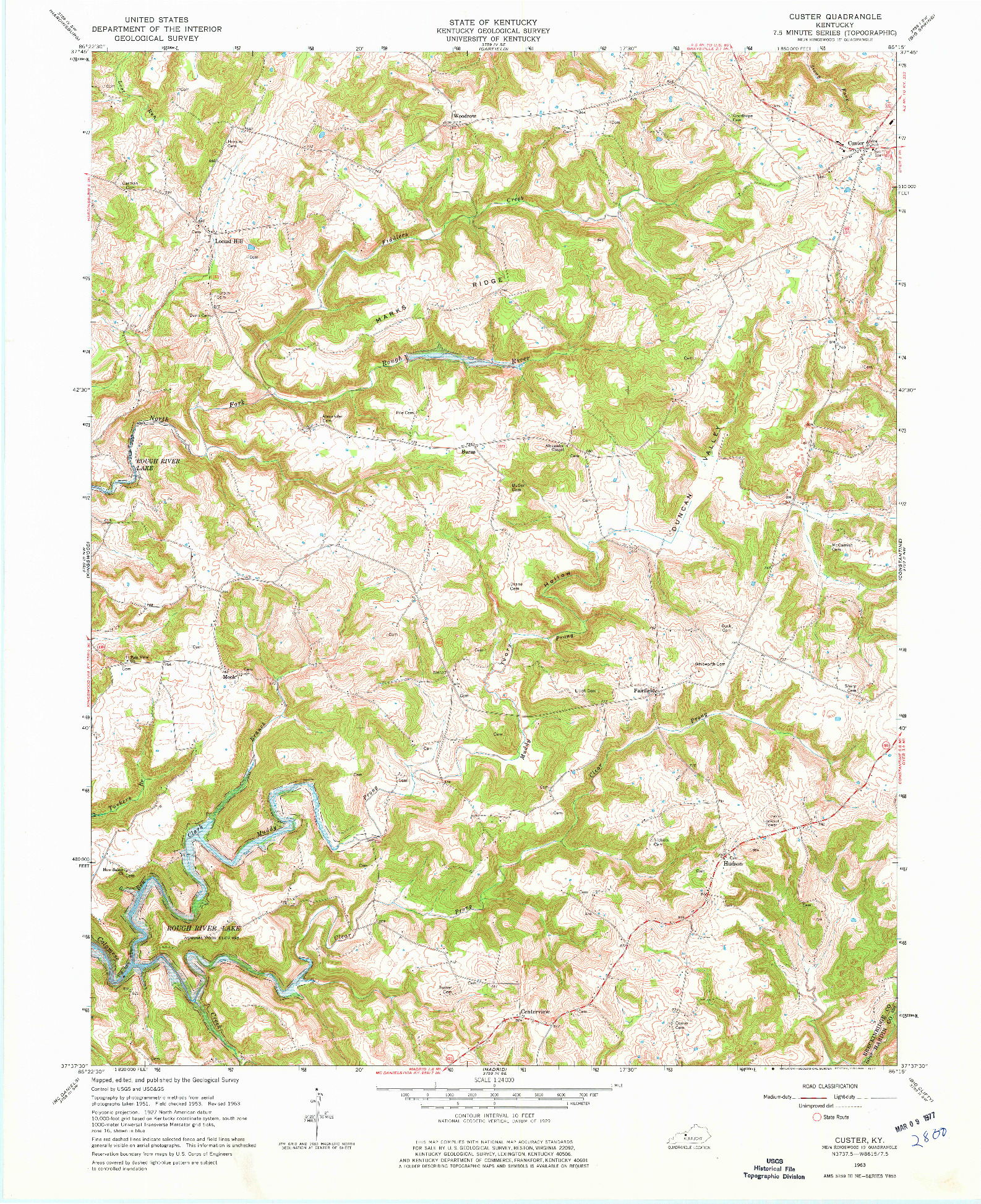 USGS 1:24000-SCALE QUADRANGLE FOR CUSTER, KY 1963